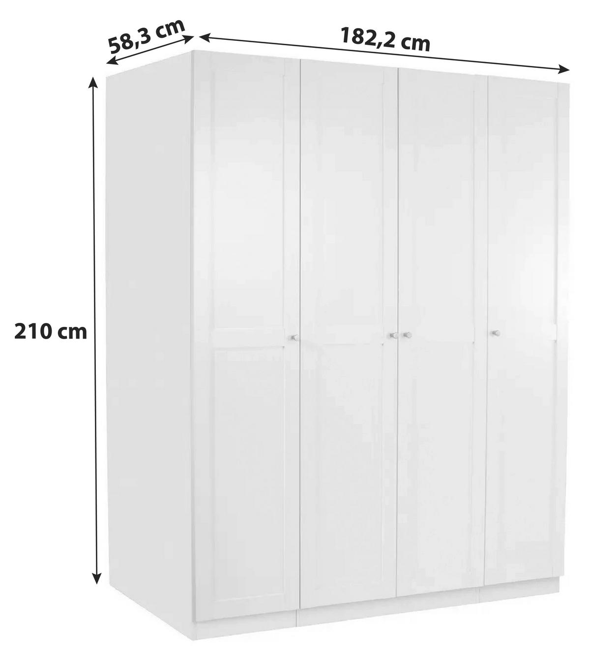 Ormar Za Odjeću Unit - bijela, Moderno, drvni materijal/metal (182,2/210/58,3cm) - Based