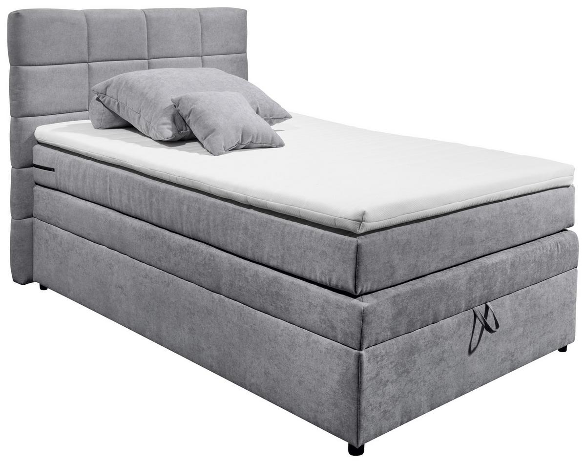Boxspringbett Tacoma 3 inkl. Topper ca. 120x200 cm Hellgrau - Hellgrau, KONVENTIONELL, Kunststoff (120/200cm) - MID.YOU