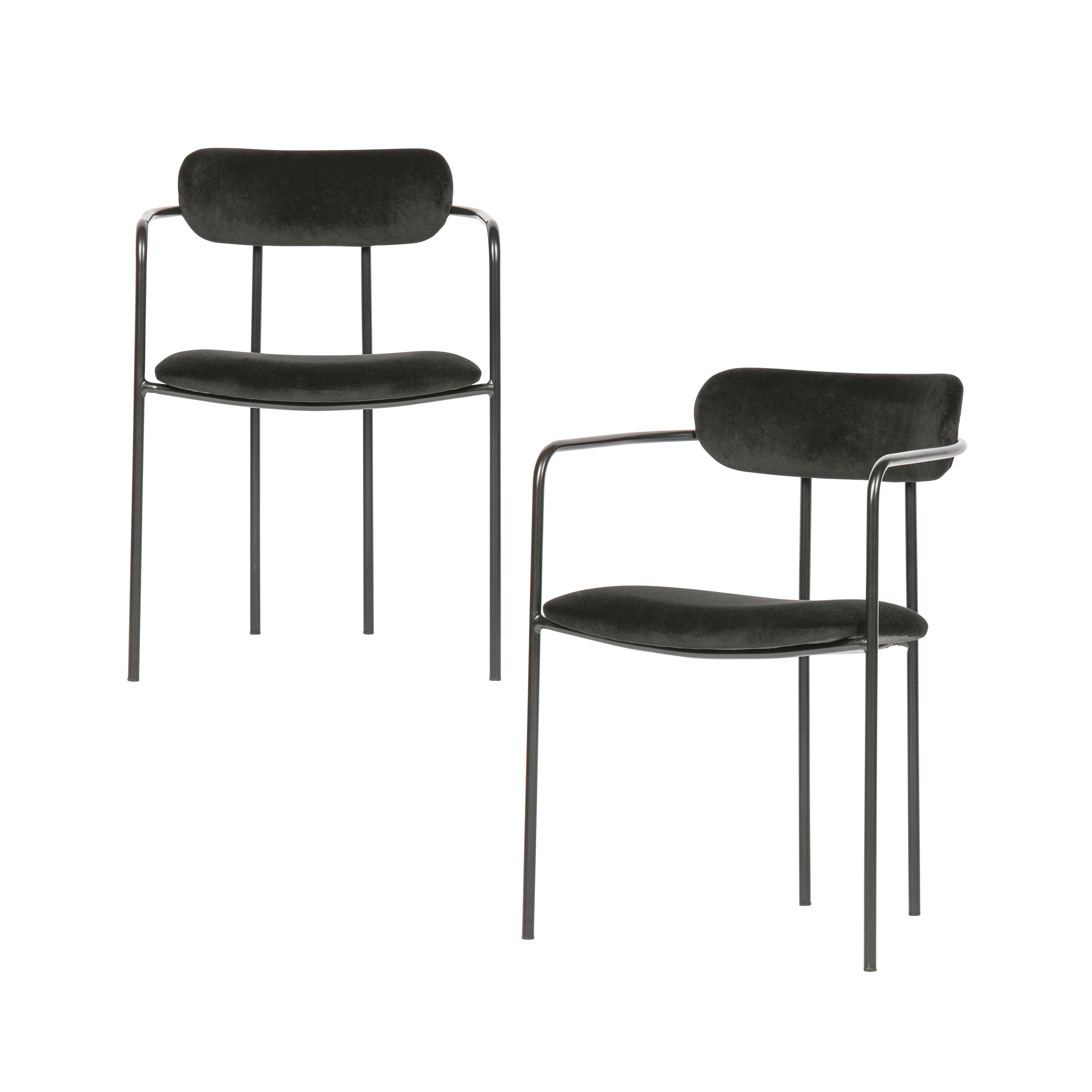 Armlehnstuhl-Set Ivy Schwarz B: 52cm - Schwarz, MODERN, Textil/Metall (52/74/50cm) - Livetastic