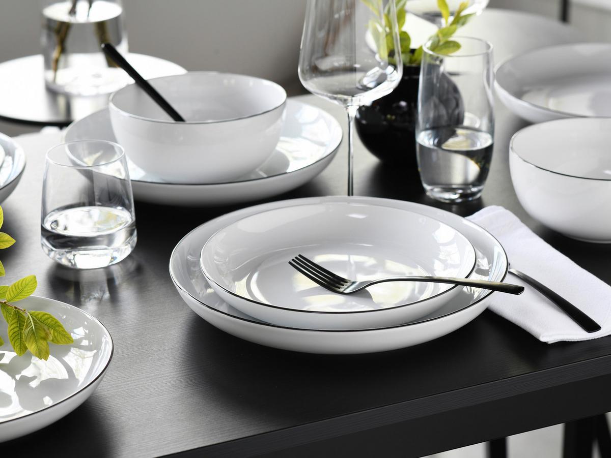 Jedilni Servis All Round Black Line, 12-Delni - črna/bela, Design, keramika - Creatable