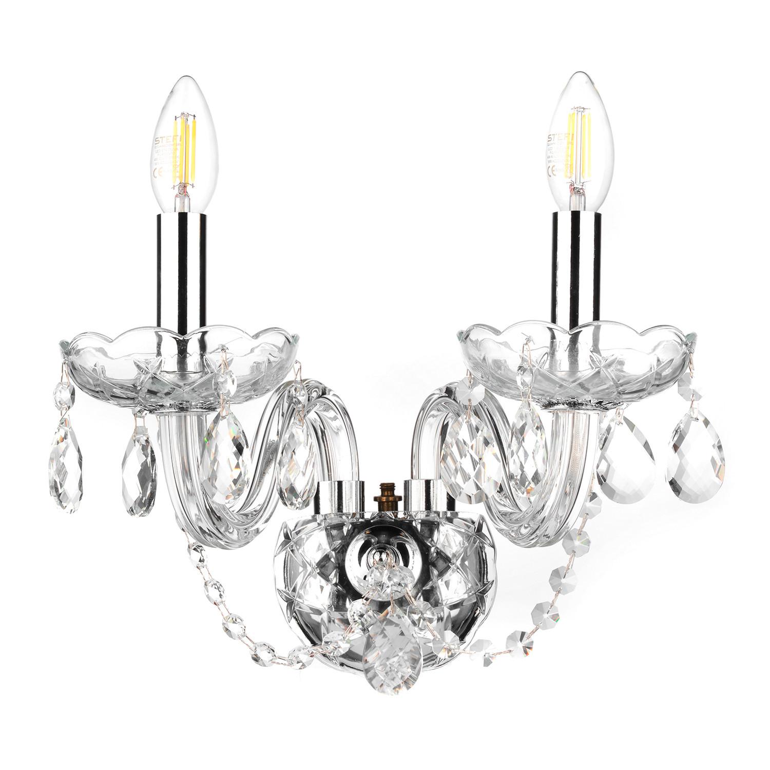 Wandleuchte Svetlana Chromfarben max. 6 Watt - Chromfarben/Transparent, KONVENTIONELL, Glas/Metall (32/30/20cm)