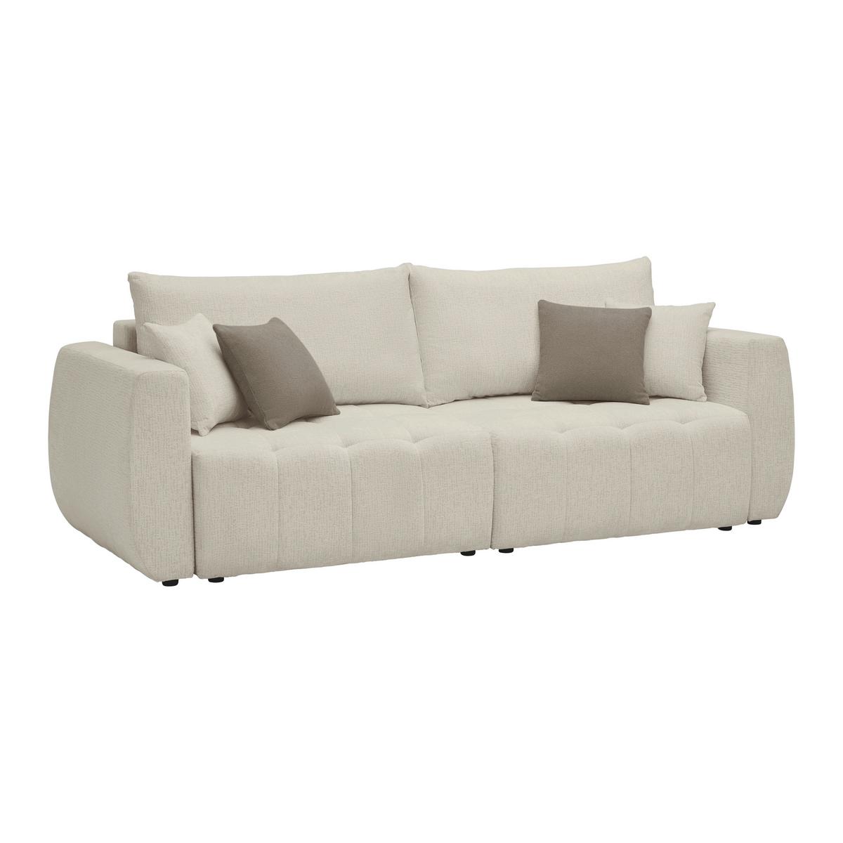 Schlafsofa Bologna Cappuccino - Beige/Schwarz, Holz/Textil (245/74-90/104cm) - Mömax