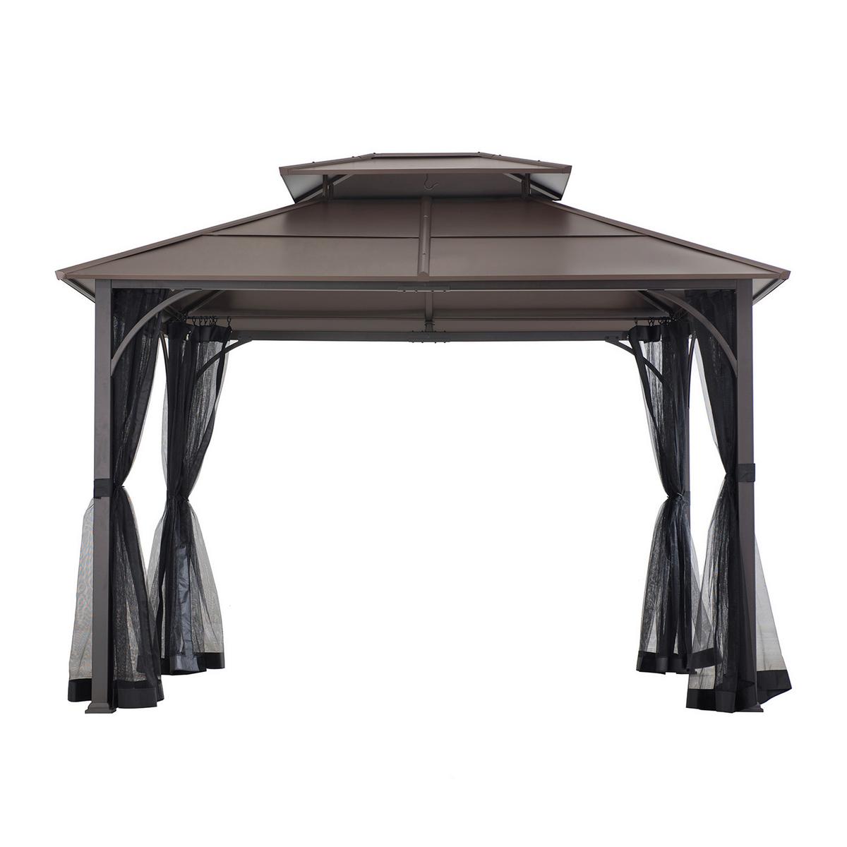 Pavillon Schwarz/Braun ca.366x293x307cm - Dunkelbraun/Schwarz, Basics, Metall (366/293/307cm)
