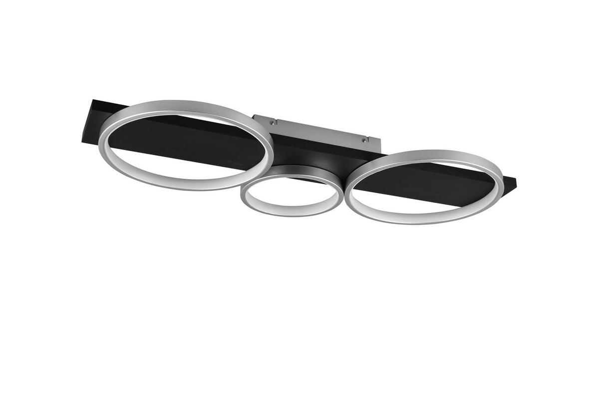 LED-Deckenleuchte Medera Schwarz/Titanfarben max. 33 W - Titanfarben/Schwarz, Basics, Holz/Metall (80,0/8,0/34,5cm) - Trio Leuchten