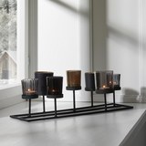 Kerzenhalter Mieke inkl. Gläser ca. 46/16,5cm - Schwarz, MODERN, Glas/Metall (46/17,5/16,5cm) - Mömax modern living