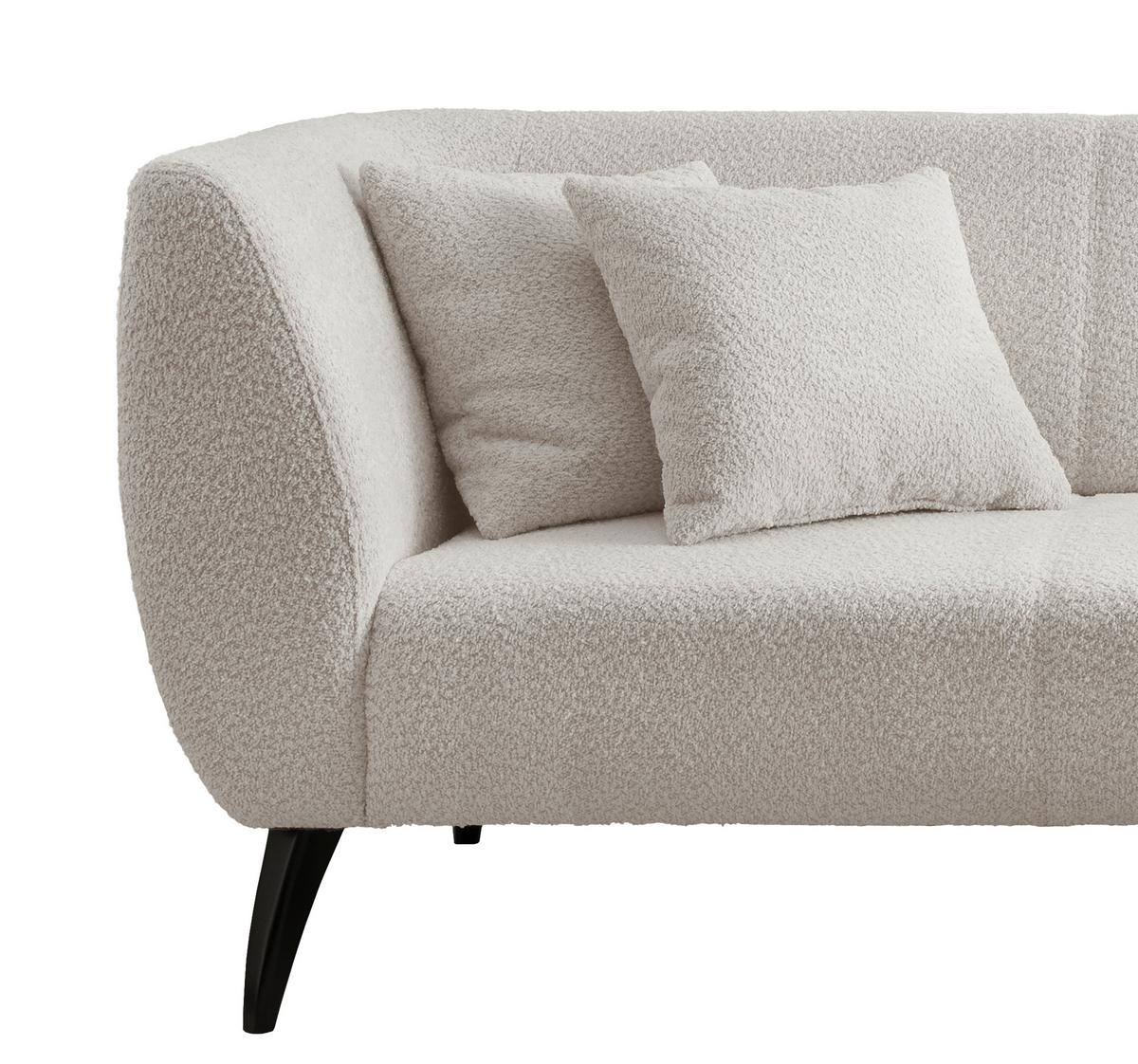 Wohnlandschaft Colori weiß Bouclé - Schwarz/Weiß, MODERN, Holz/Textil (264/160cm) - MID.YOU