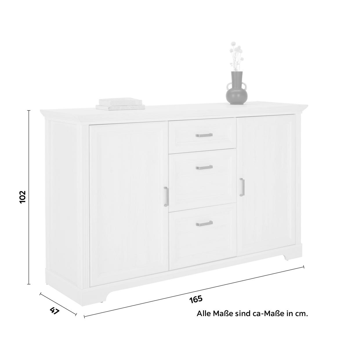 Sideboard in Pinienfarben - Zinkfarben/Pinienfarben, Romantik / Landhaus (165/102/47cm) - Zandiara