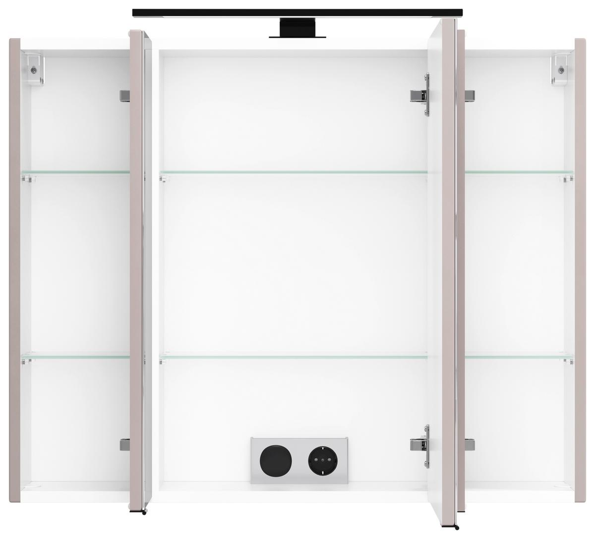 Spiegelschrank Sevilla m. LED ca. 80x64 cm Kaschmir - Kaschmir/Schwarz, MODERN, Glas/Holzwerkstoff (80/64/20cm) - Held