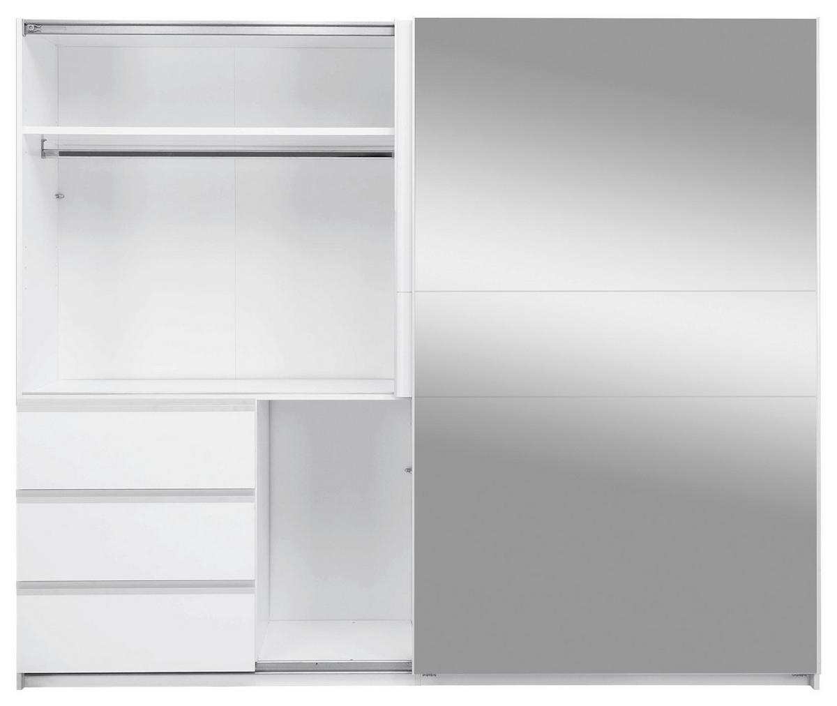 Omara Z Drsnimi Vrati Wilma, Bela - bela, Moderno, kovina/leseni material (250/210/61,5cm) - P & B