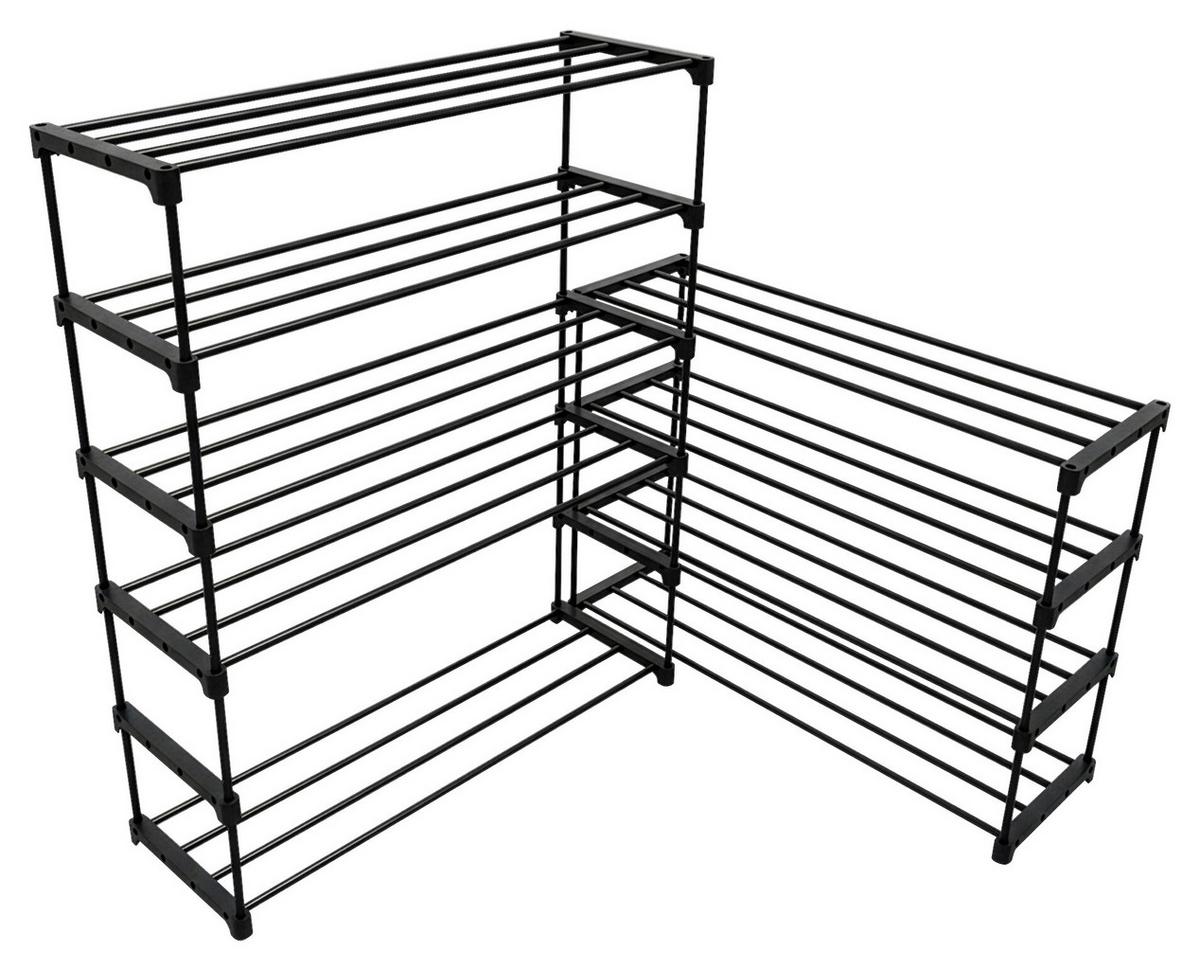 Etajeră încălțăminte GRANDO - negru, Konventionell, plastic/metal (94/194/30cm) - Based