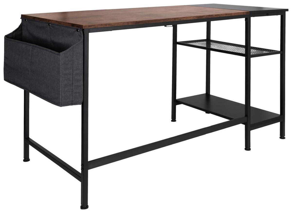 Pisalna Miza Workspace H I, Črna, Rjava - črna/rjava, Basics, kovina/leseni material (120/60/76cm) - MID.YOU