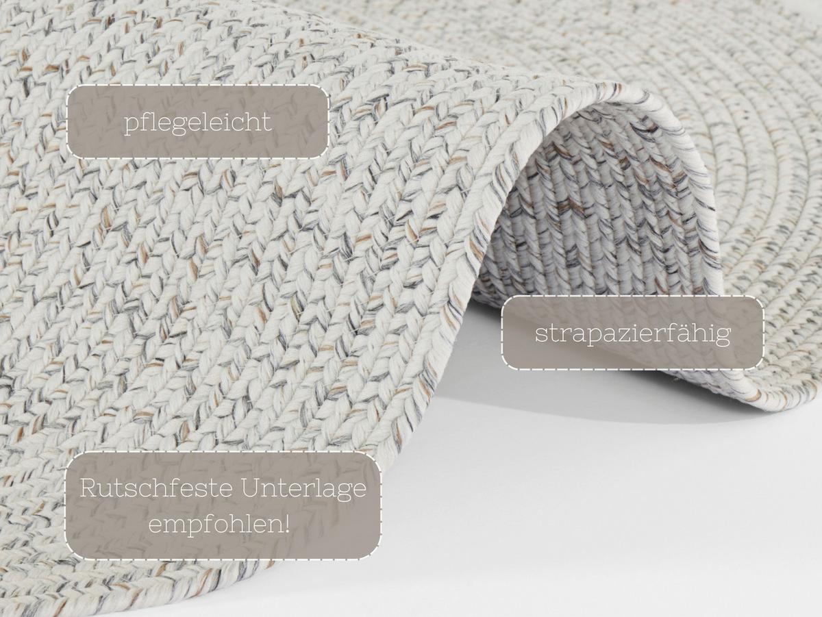 Outdoorteppich Trenzado Creme Ø ca. 150cm - Multicolor/Creme, Design, Kunststoff (150cm)
