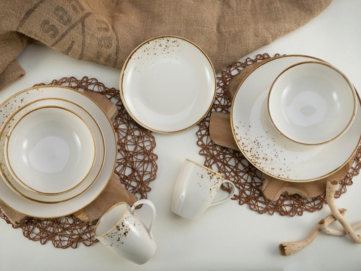 Kombinirani Servis Natural Living, 16-Delni - krem barve/bela, Basics, keramika - Creatable