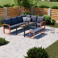 Loungegarniturset Duisburg in Anthrazit/Teakfarben - Anthrazit/Teakfarben, Modern, Textil/Metall (265/73/202cm) - Mömax