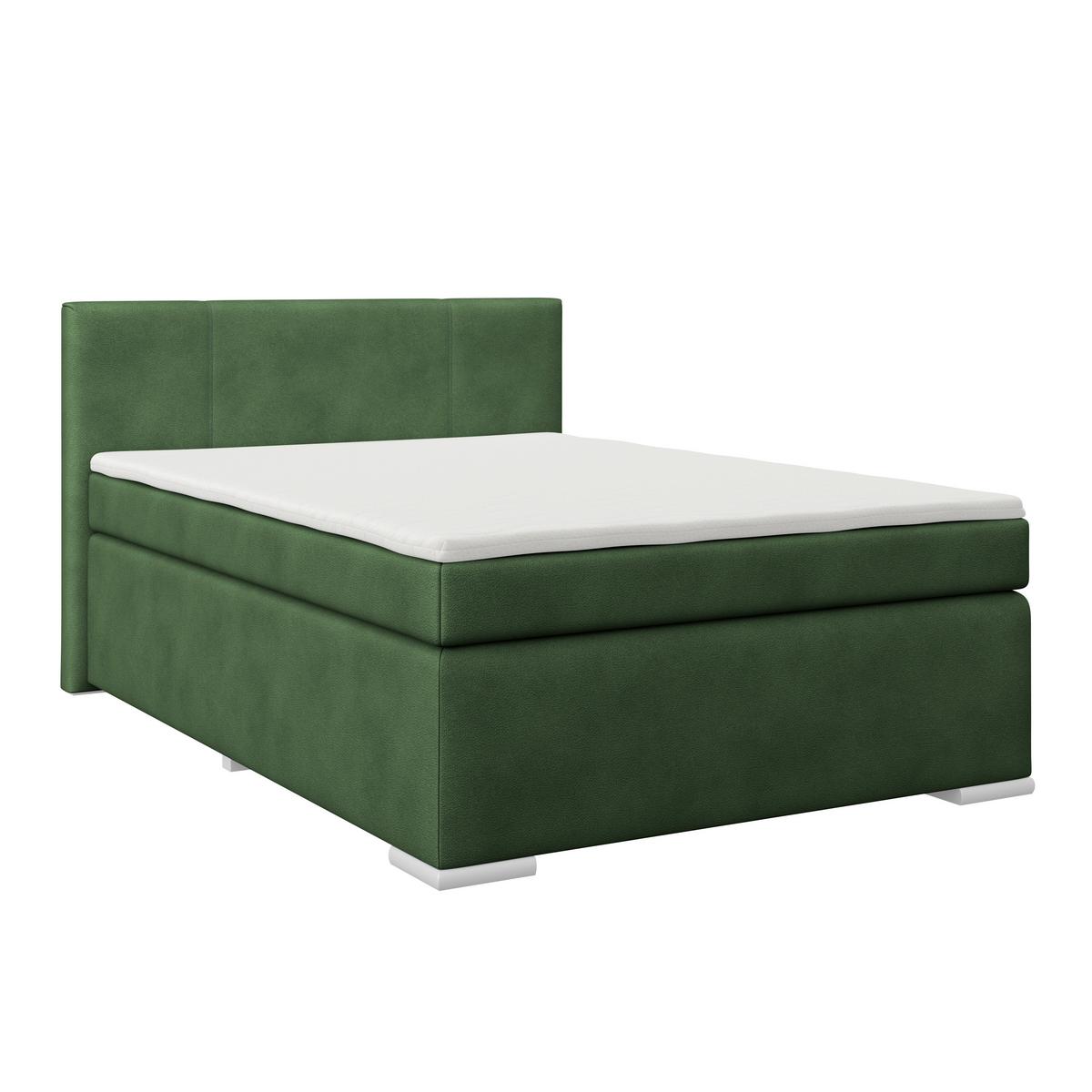 Boxspring Krevet Mira - tamno zelena, Konvencionalno, metal/tekstil (140/200cm) - Best Price