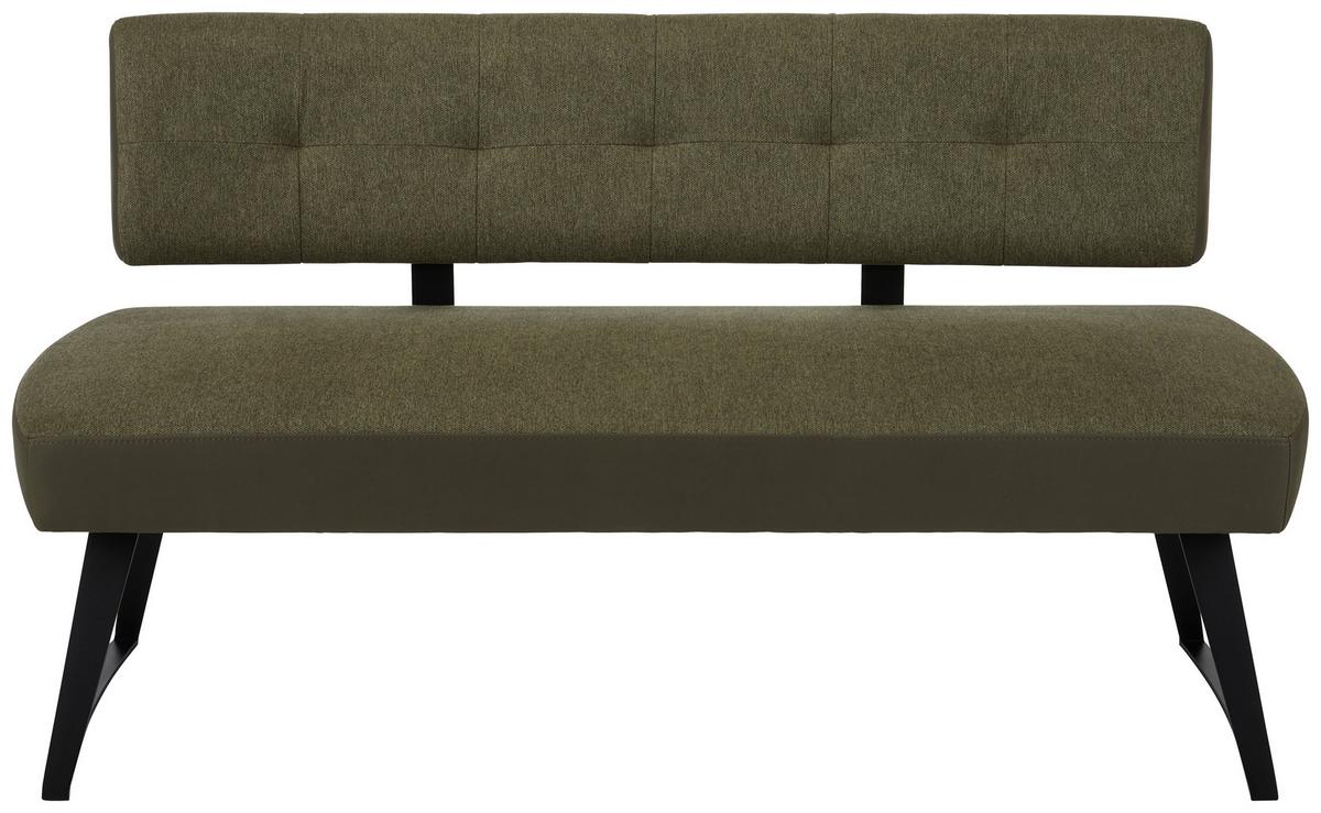 Sitzbank in Grün ca. 160cm - Schwarz/Grün, Modern, Textil/Metall (160cm) - Premium Living