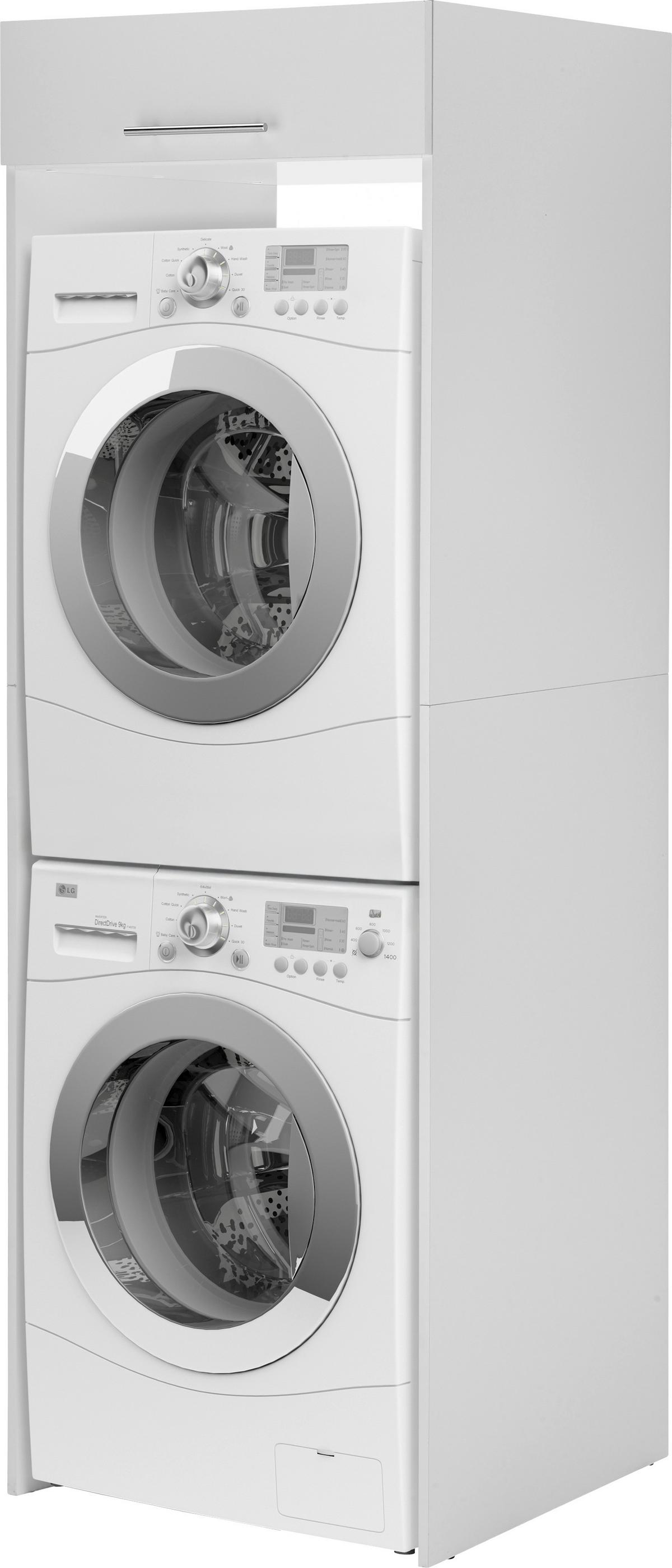 Waschmaschinenschrank Clara Weiß B: ca. 67,4 cm - Edelstahlfarben/Weiß, KONVENTIONELL, Holzwerkstoff/Metall (67,4/200/67,6cm) - Respekta