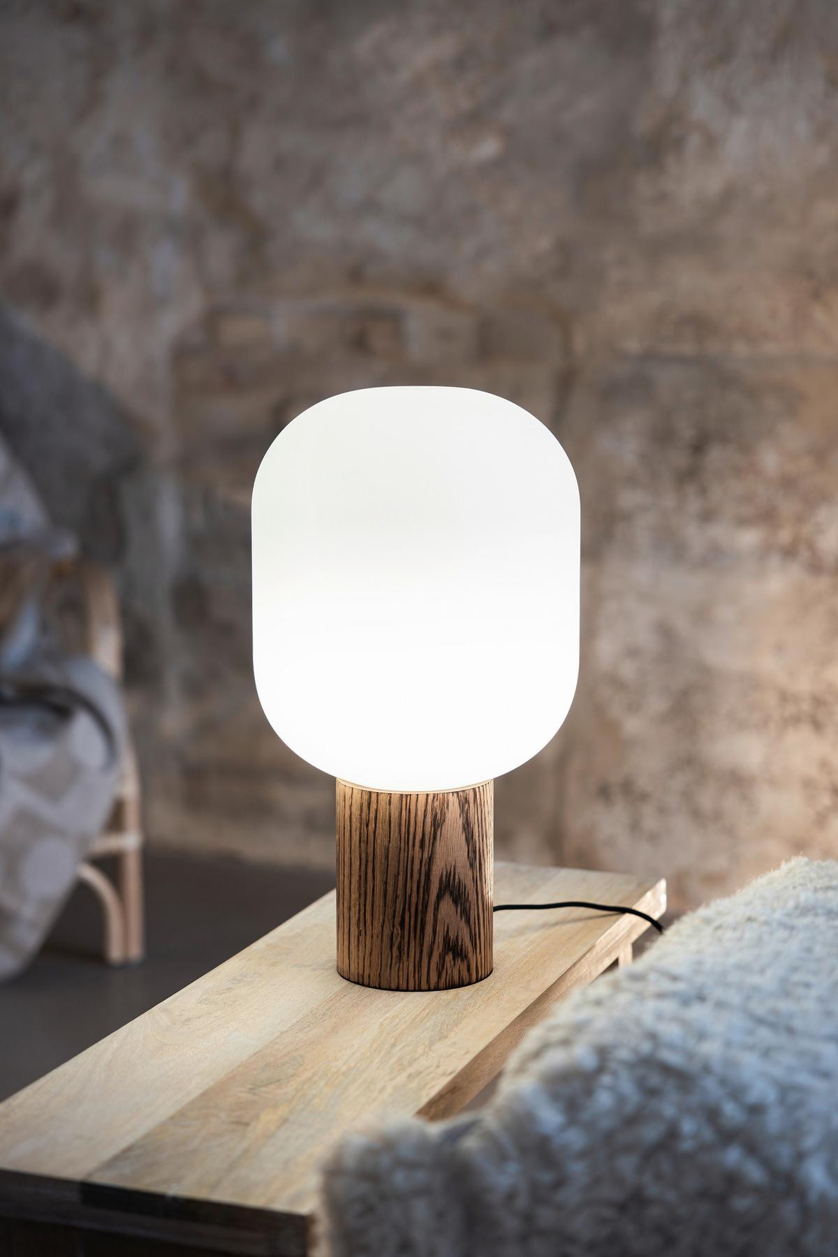 Tischleuchte Skene Table Weiß/Brau max. 40 Watt - Weiß/Braun, Basics, Glas (24,5/24,5/44cm) - Markslöjd