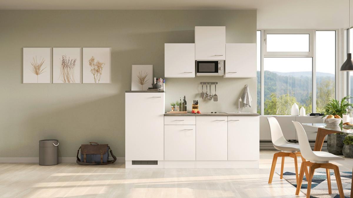 Kuhinjski Blok Lucca, Bela - bela/barve aluminija, Moderno, umetna masa/leseni material (210cm) - FlexWell