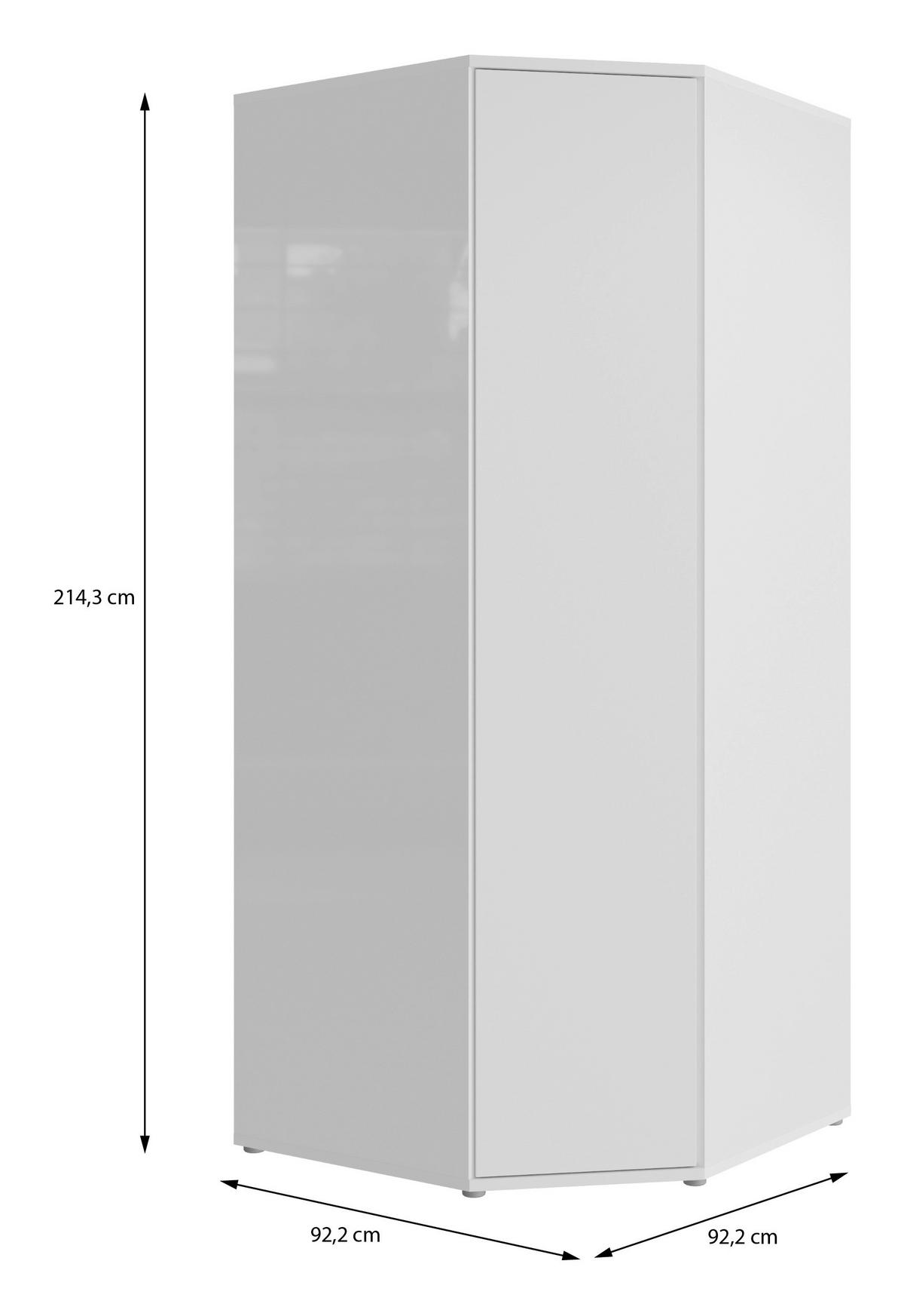 Kotna Omara Za Oblačila Alice, Bela - bela/visoki sijaj, Trend, leseni material (92/214/92cm) - Carryhome