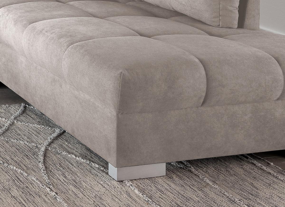 Wohnlandschaft Alvito Taupe Nylon/Mikrofaser - Taupe/Silberfarben, Design, Holz/Textil (298/202cm) - MID.YOU