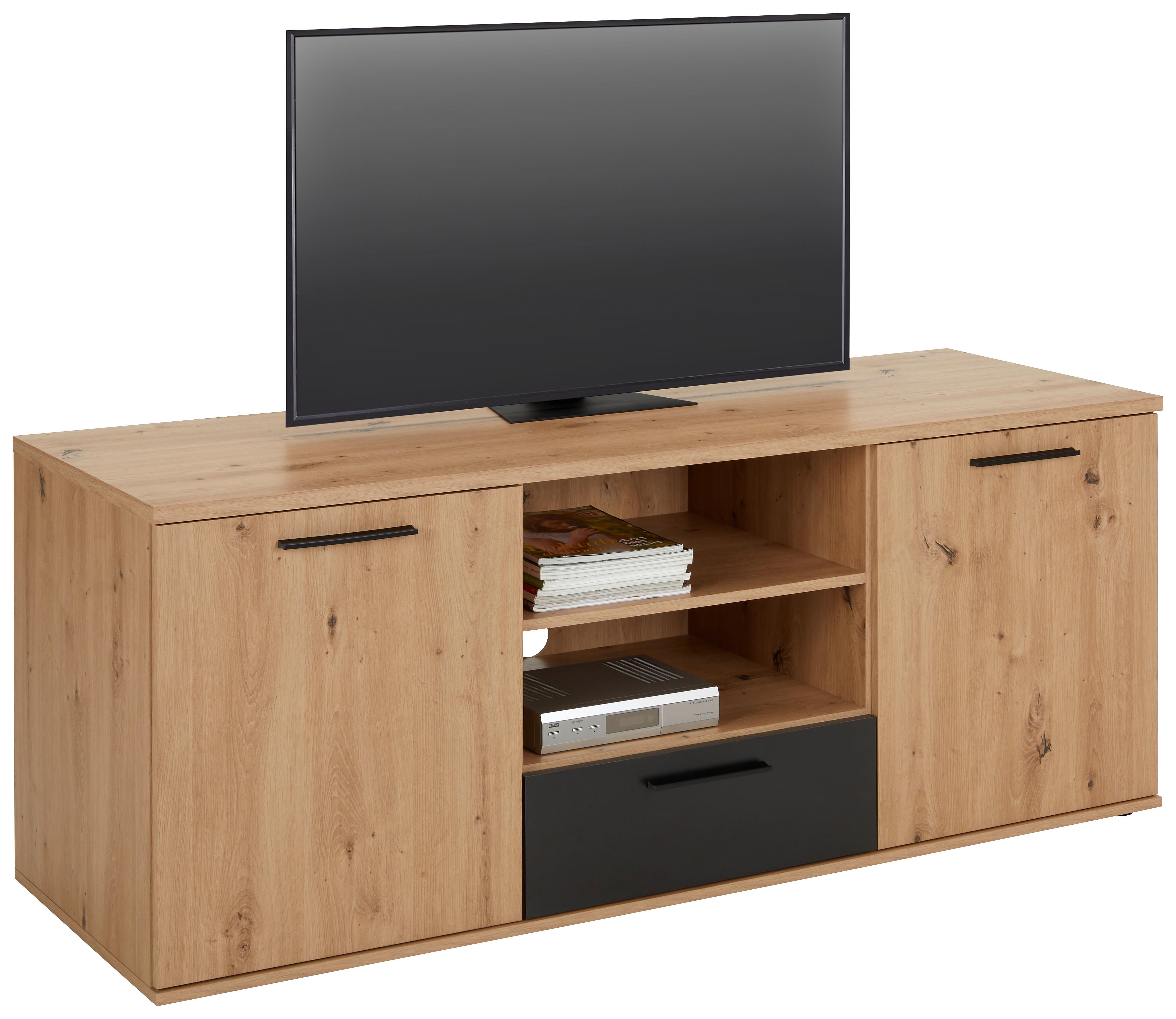 TV-Element In Eichefarben/schwarz - Eichefarben/Schwarz, Konventionell, Holzwerkstoff/Kunststoff (155/62/52cm) - Mömax