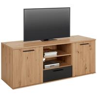 TV-Element In Eichefarben/schwarz - Eichefarben/Schwarz, Konventionell, Holzwerkstoff/Kunststoff (155/62/52cm) - Mömax