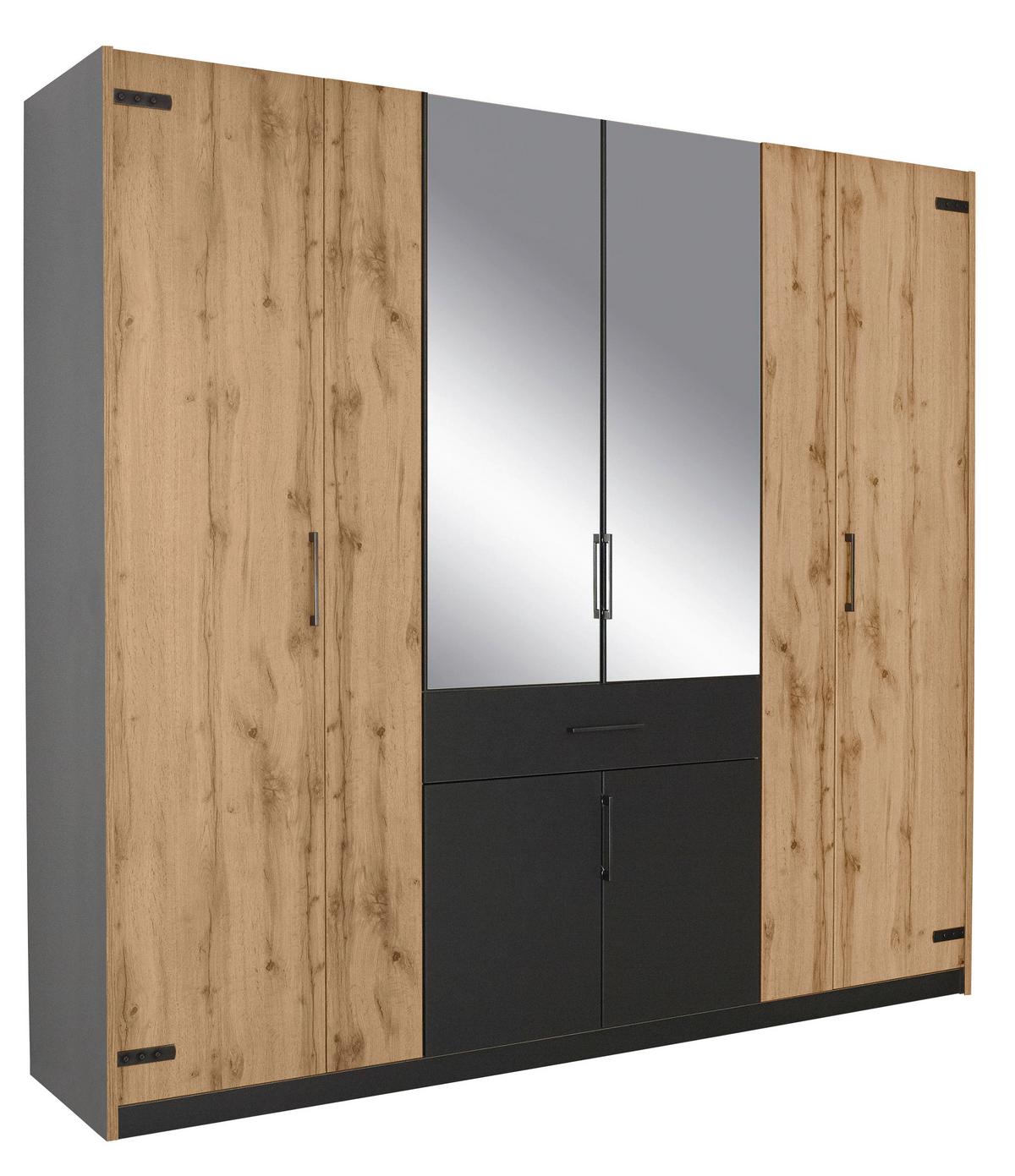 DULAP USI ROTATIVE NEVADA - argintiu/gri închis, Modern, sticlă/material pe bază de lemn (226/210/57cm) - Modern Living