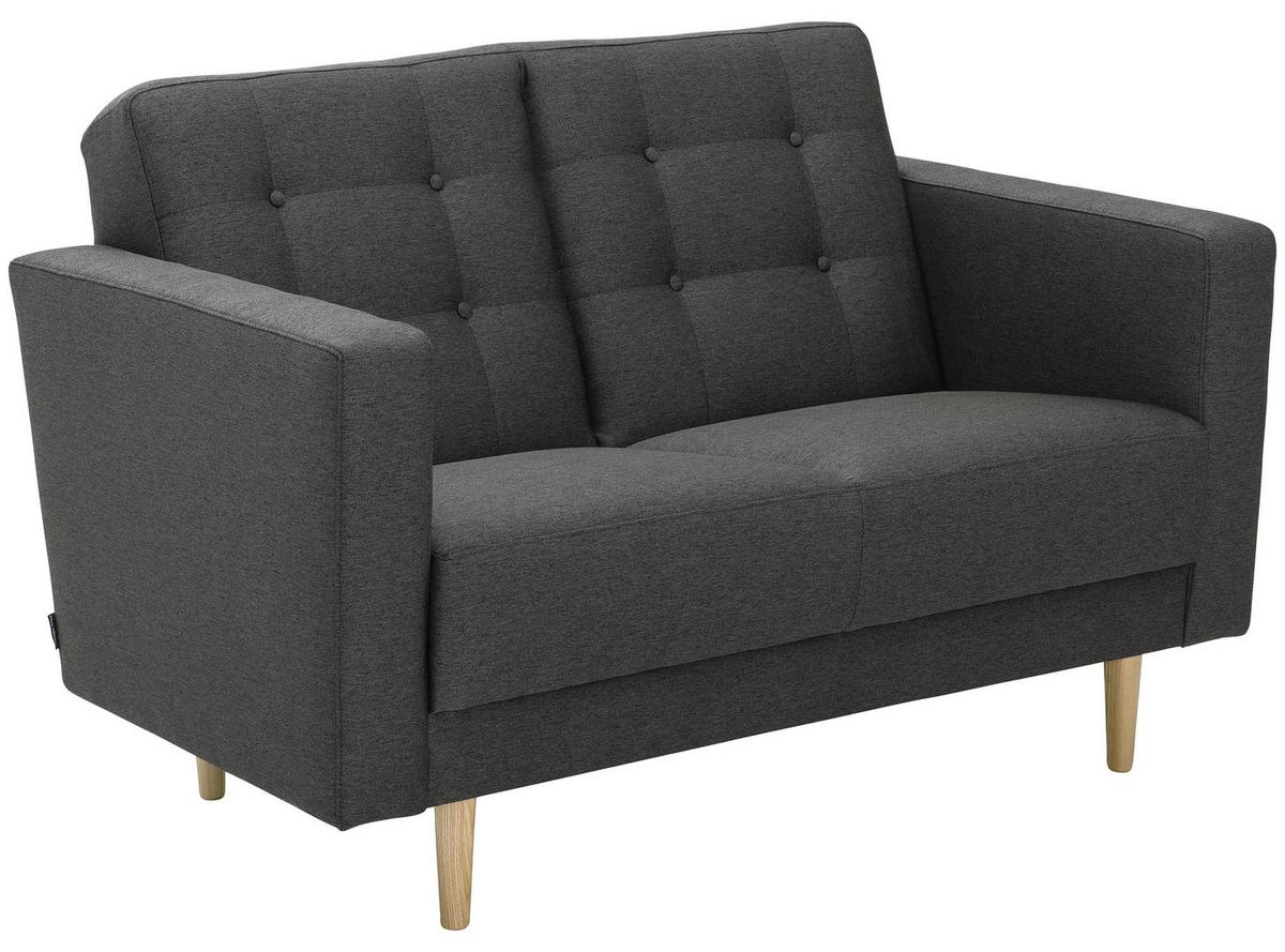 2-Sitzer-Sofa Jasmin Anthrazit Flachgewebe mit Schlaffunktion - Anthrazit/Eschefarben, MODERN, Holz/Textil (128/81cm) - Max Winzer