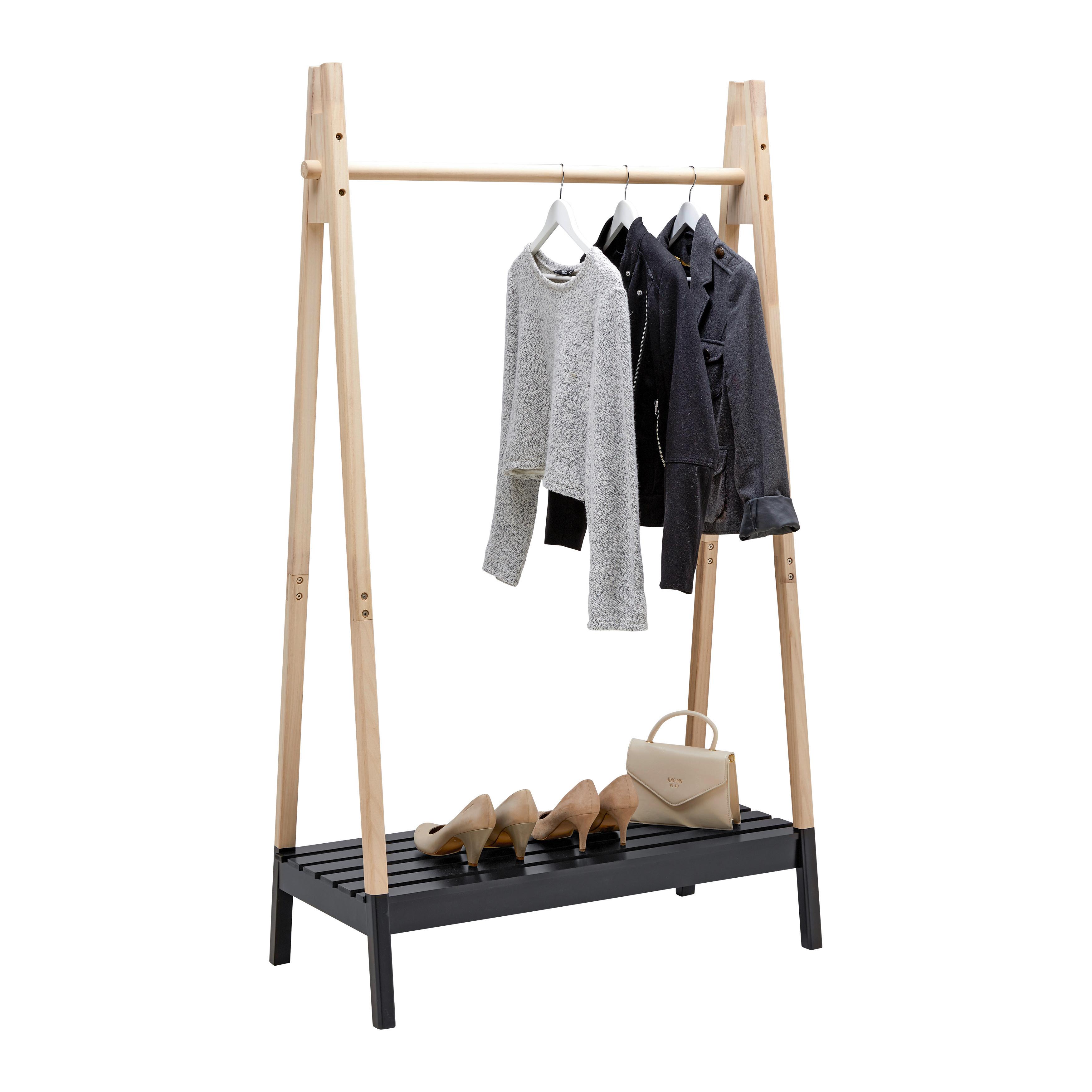 KLEIDERSTÄNDER TADEO II -SB- - Schwarz/Naturfarben, Natur, Holz/Holzwerkstoff (100/170/46cm) - Mömax
