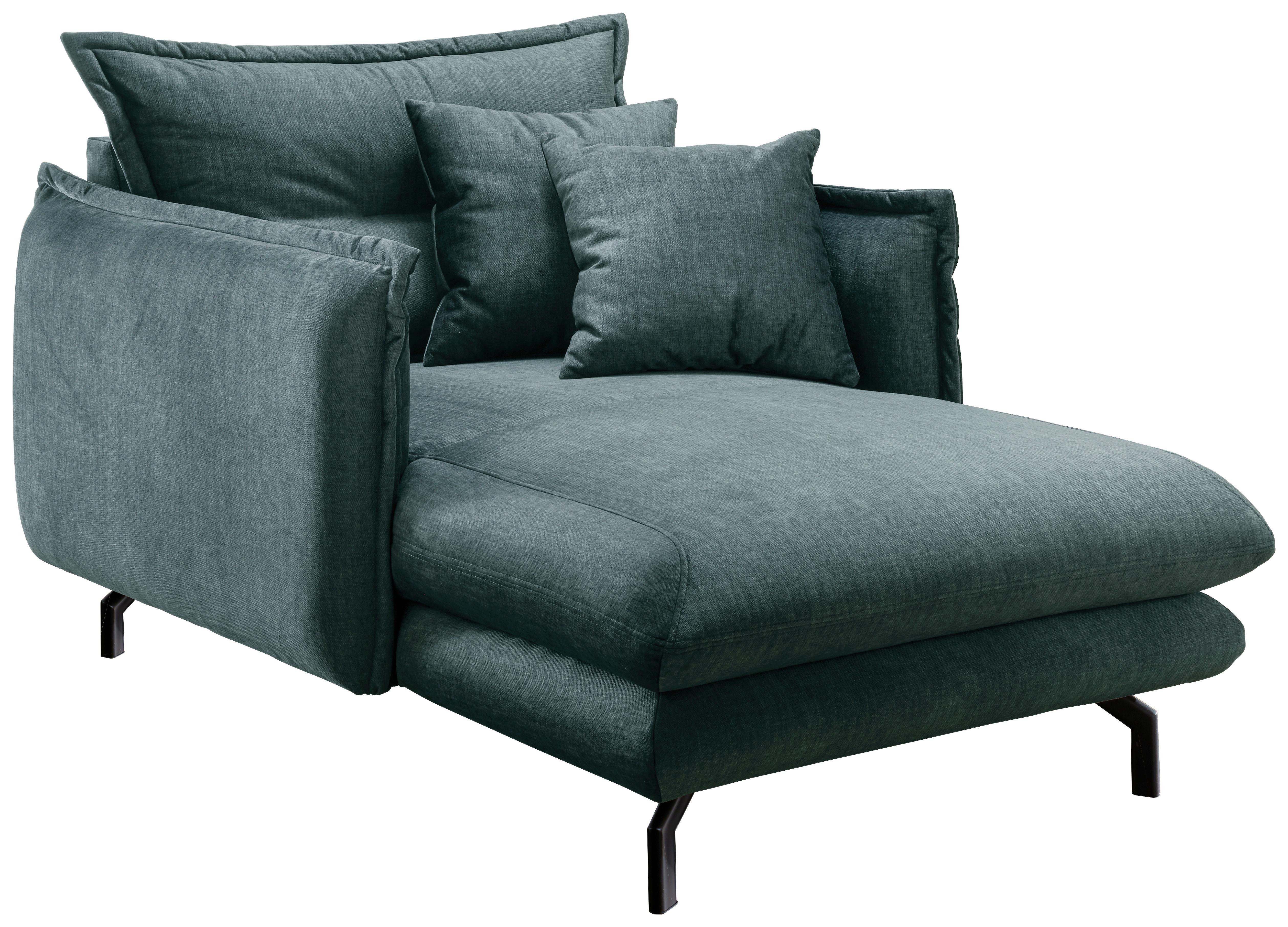 Relaxsessel Lava Hellblau Velours - Schwarz/Hellblau, MODERN, Textil/Metall (111/101/167cm) - Livetastic