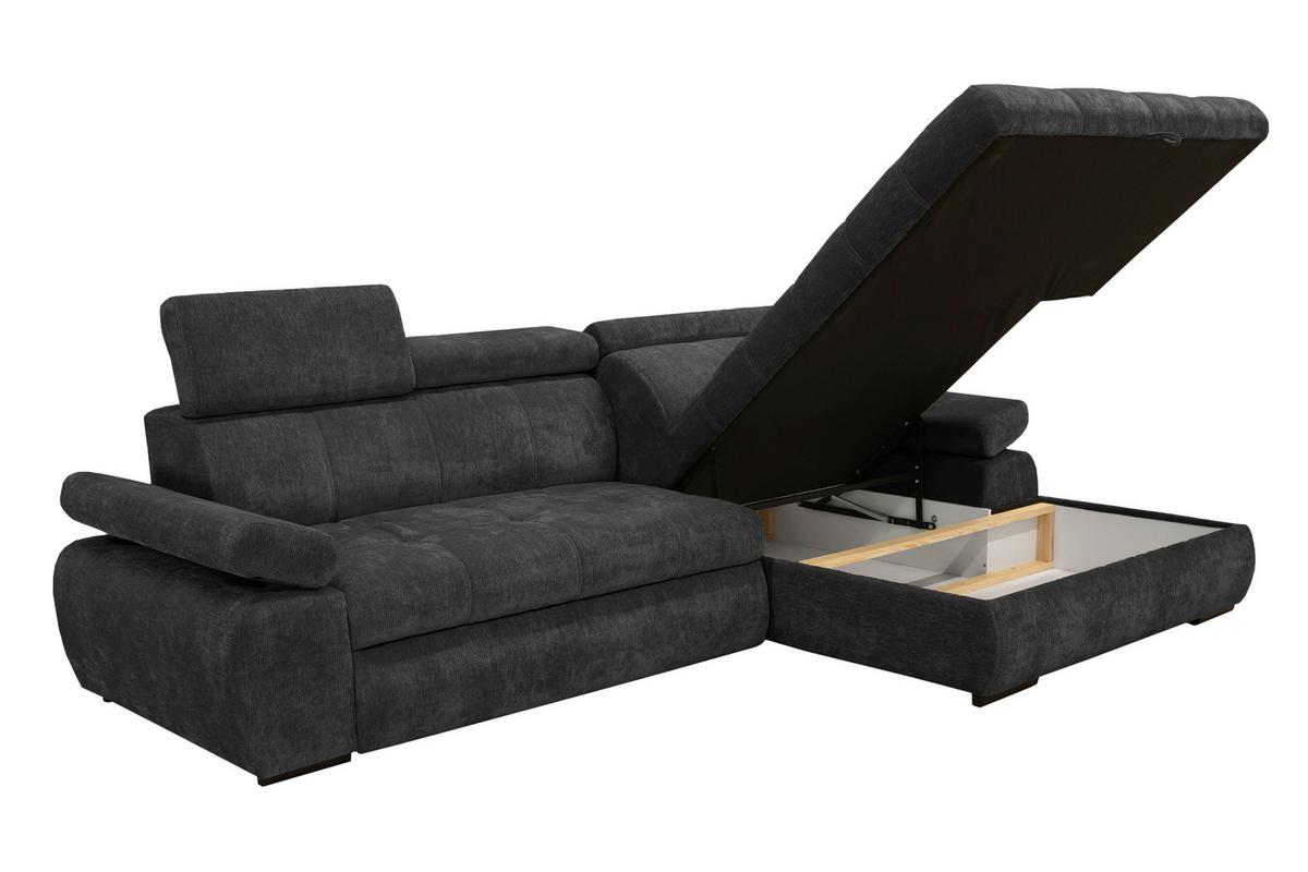 Kutna Garnitura Vegas - crna, Design, drvo/tekstil (294/173cm) - Modern Living