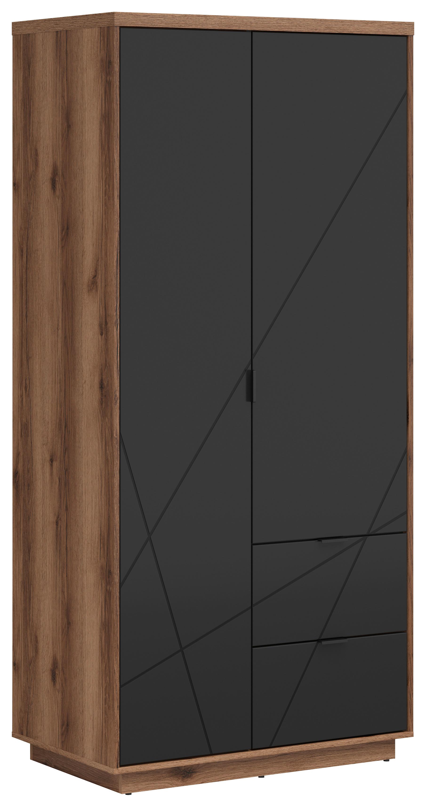 Ormar S Klasičnim Vratima Form - boje hrasta/crna, Moderno, drvni materijal/metal (94/200,5/56,5cm) - Modern Living