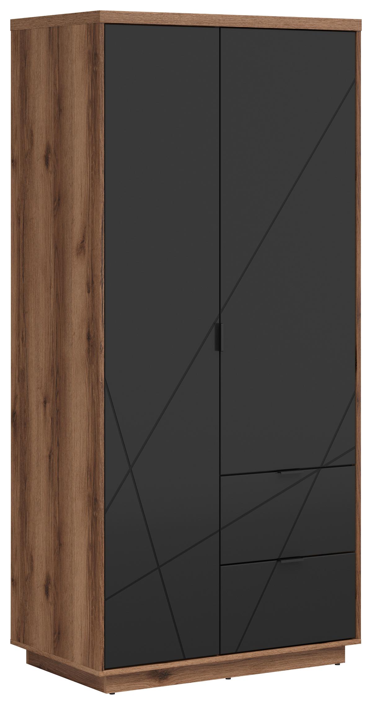Ormar S Klasičnim Vratima Form - boje hrasta/crna, Moderno, drvni materijal/metal (94/200,5/56,5cm) - Modern Living