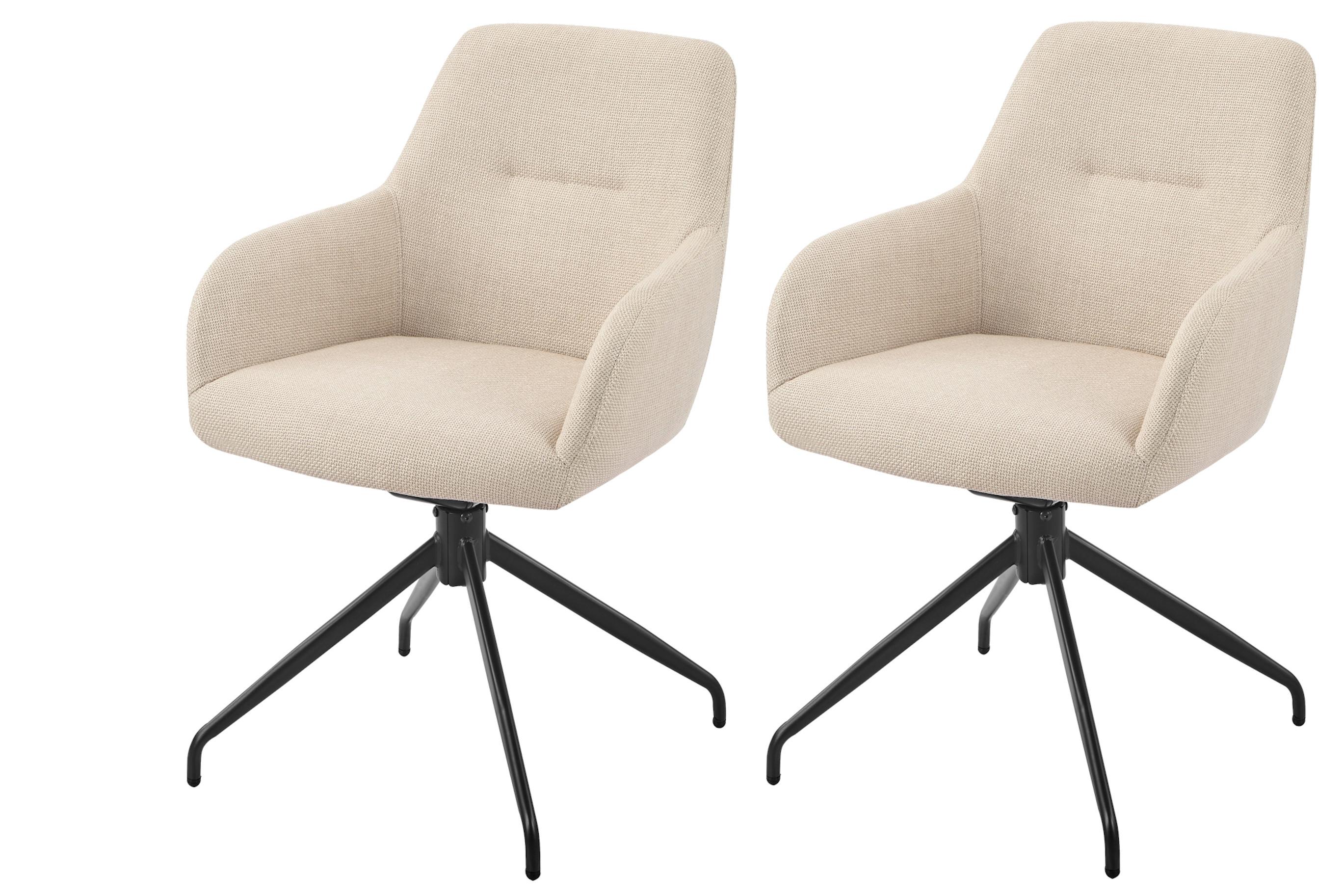 ARMLEHNSTUHL-SET TRIEST S 2ER-SET - Beige/Schwarz, MODERN, Textil/Metall (56/83/60cm) - MID.YOU