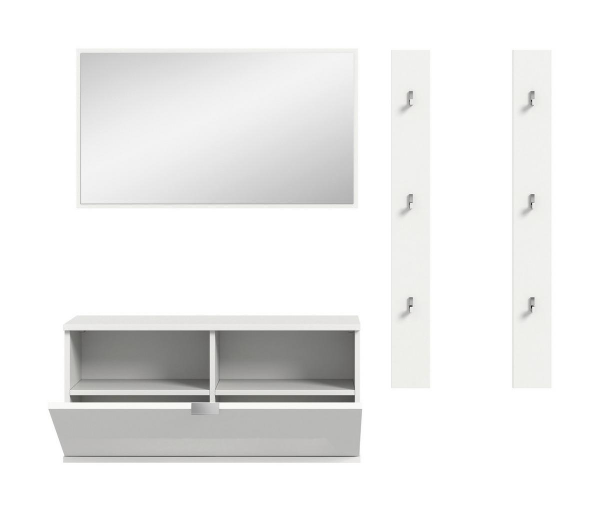 GARDEROBE PROJEKT X - Weiss Hochglanz/Weiss, Design, Holzwerkstoff (130/193/32cm) - Livetastic