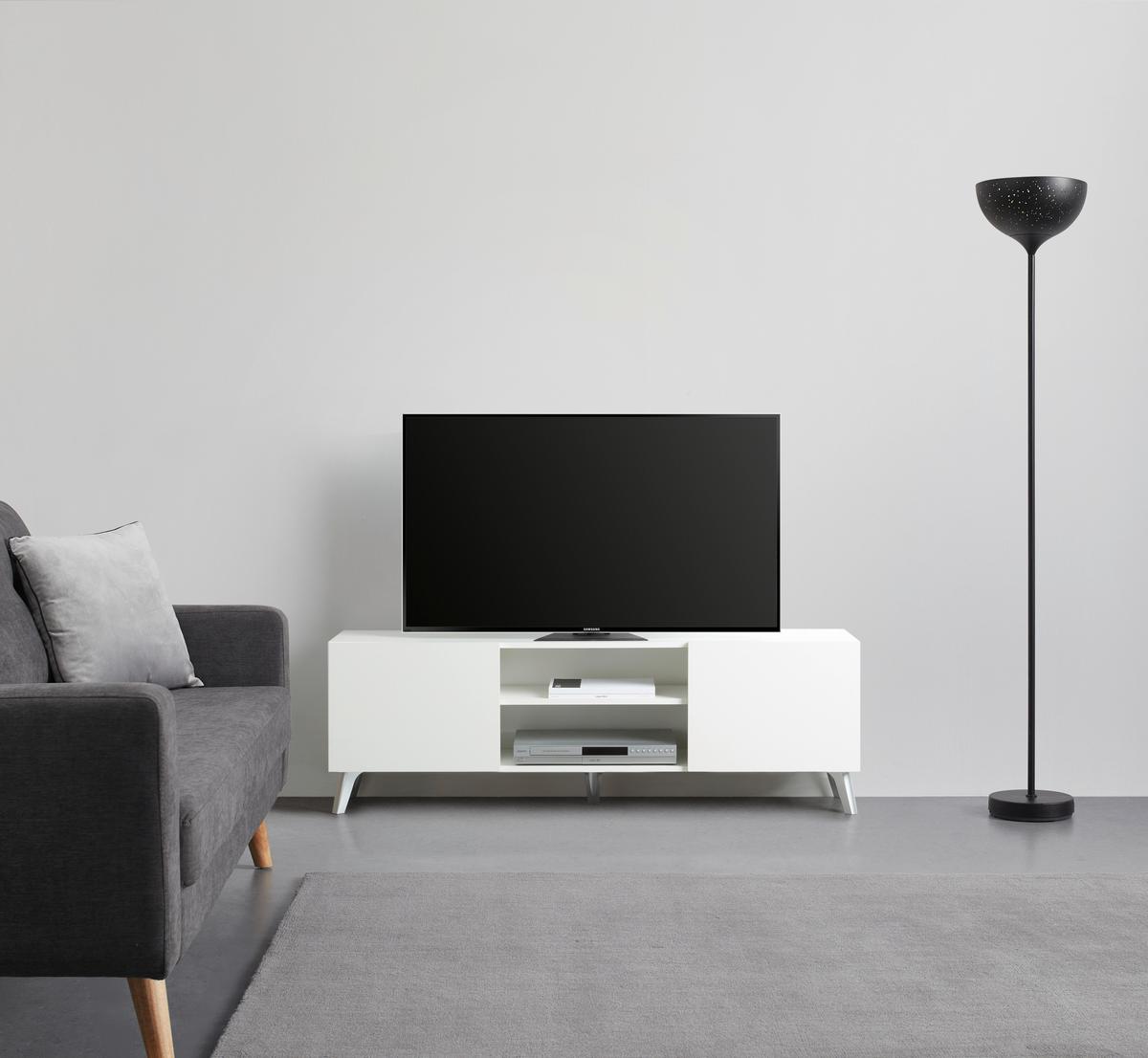 Lowboard in Eiche Artisan - Weiss, Modern, Holzwerkstoff (140/35/35cm) - Mömax