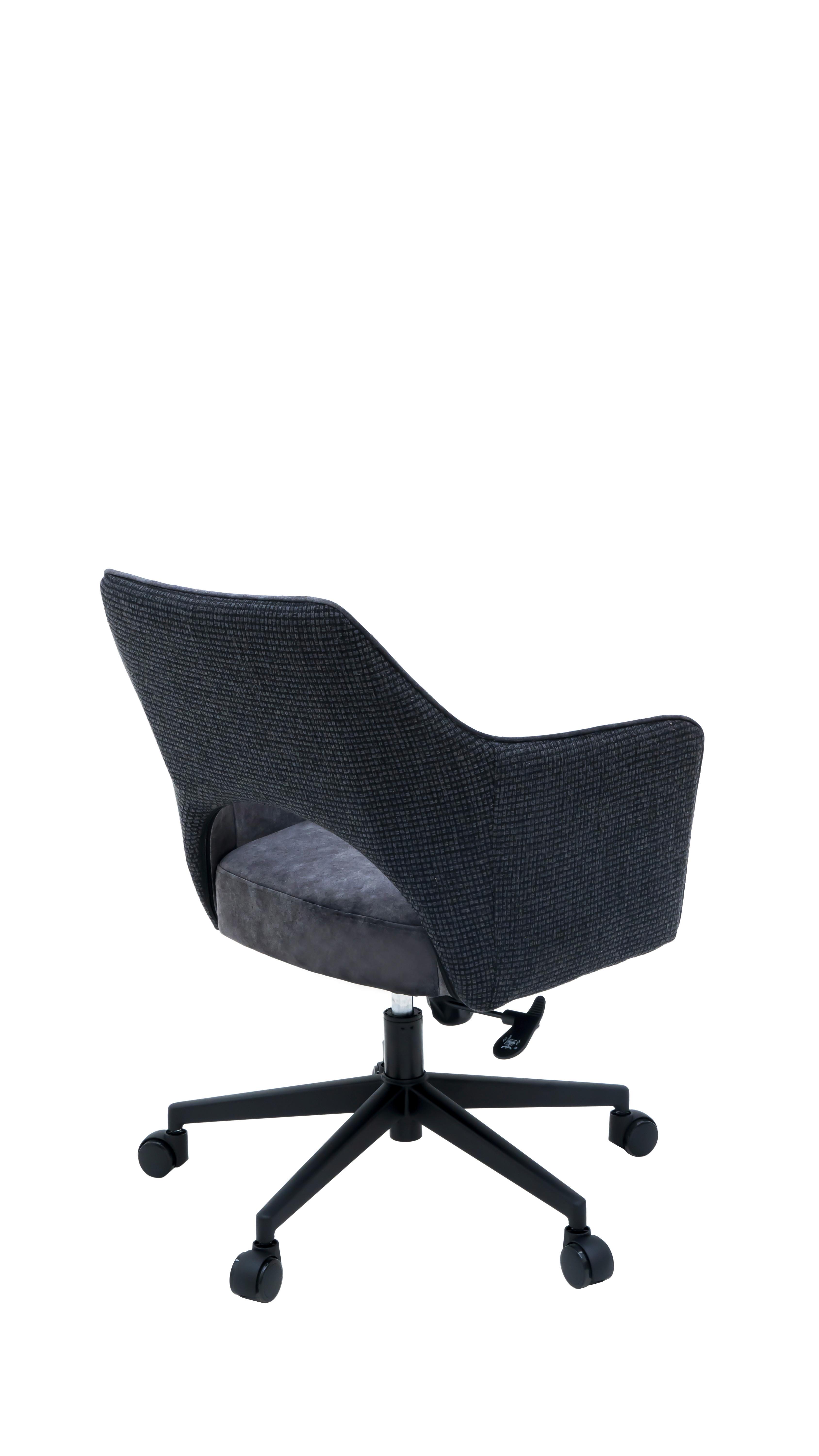 SNURRSTOL VALLETTA - svart/antracit, Klassisk, metall/textil (63/82-88/61cm) - Premium Living