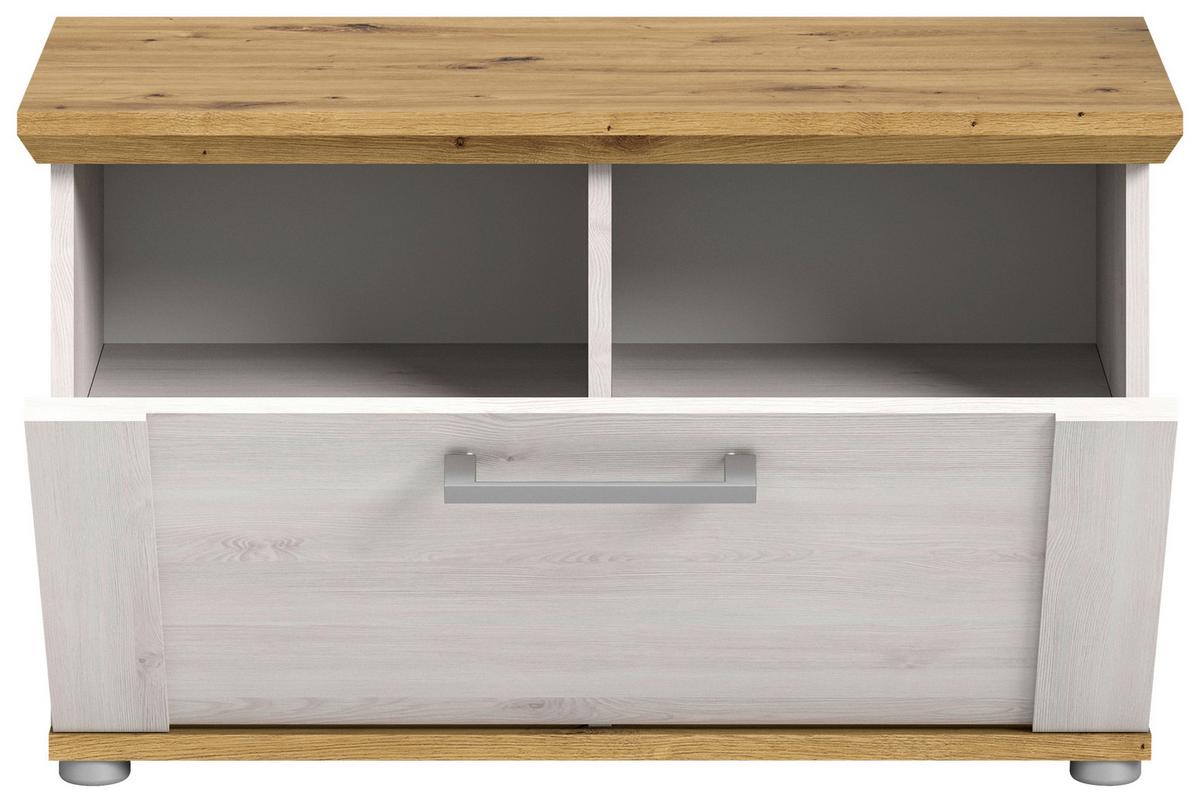 Garderobenbank Verona ca. 78x45x37 cm Lärche/Eiche - Silberfarben, KONVENTIONELL, Holzwerkstoff (78/45/37cm) - MID.YOU