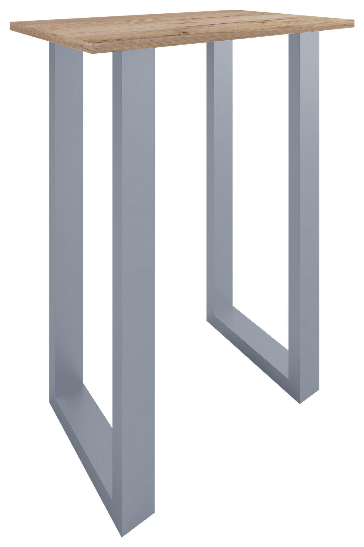 Bartisch Xona B 80x50 - Honigeiche/Silberfarben, Konventionell, Holzwerkstoff/Metall (80/50/102cm) - MID.YOU