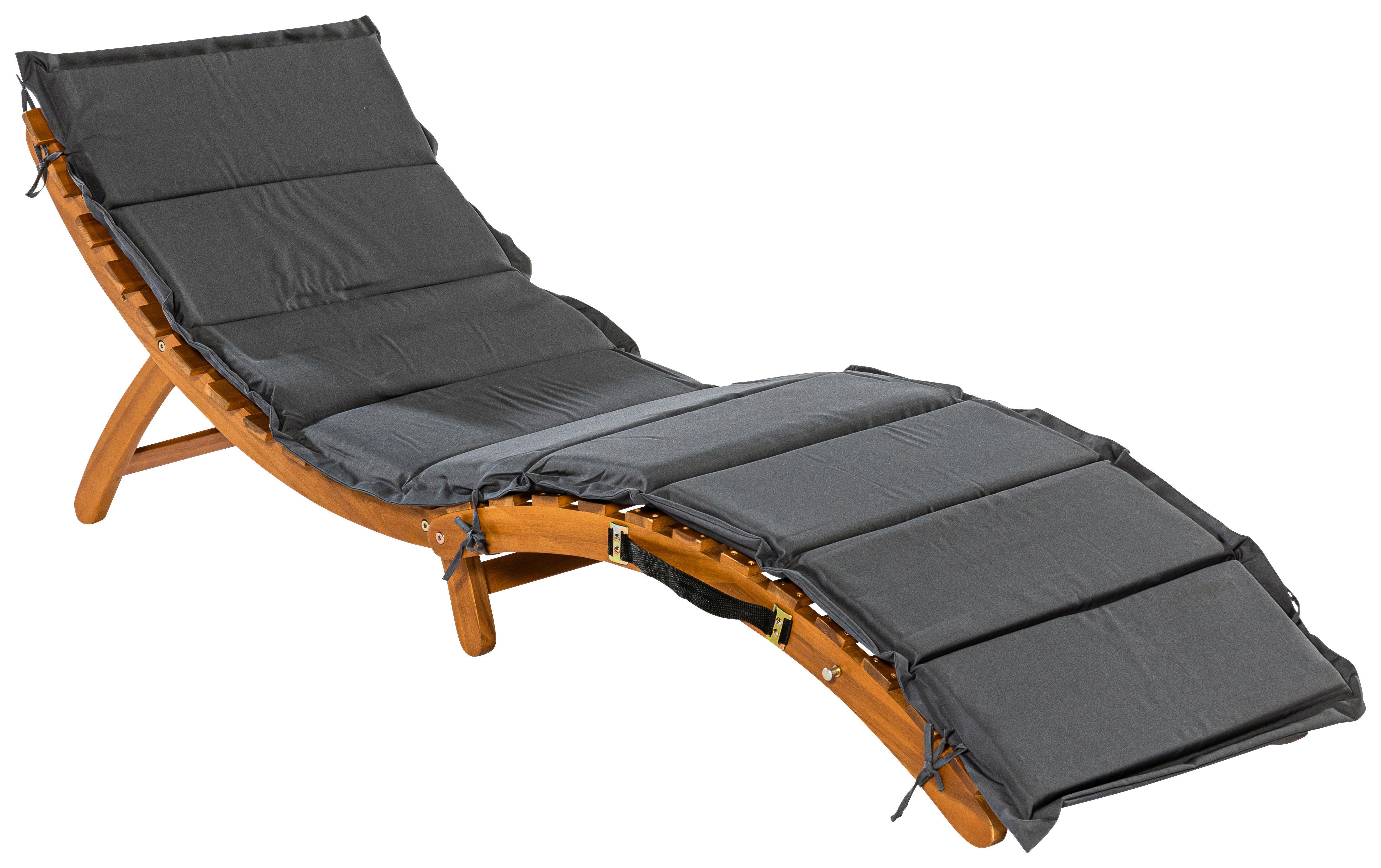 Gartenliege Honopu Naturfarben inkl. Auflage - Grau/Akaziefarben, KONVENTIONELL, Holz/Textil (54/60/180cm) - Gardenson