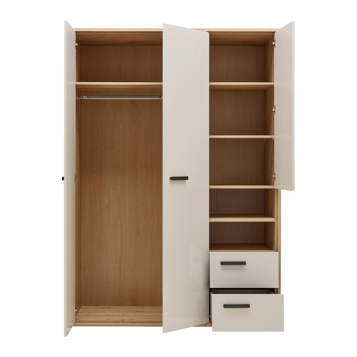 Kleiderschrank Casa Mia Kaschmirfarben/Eiche Artisan - Kaschmir/Anthrazit, KONVENTIONELL, Holzwerkstoff/Metall (152/217/64cm) - Mömax