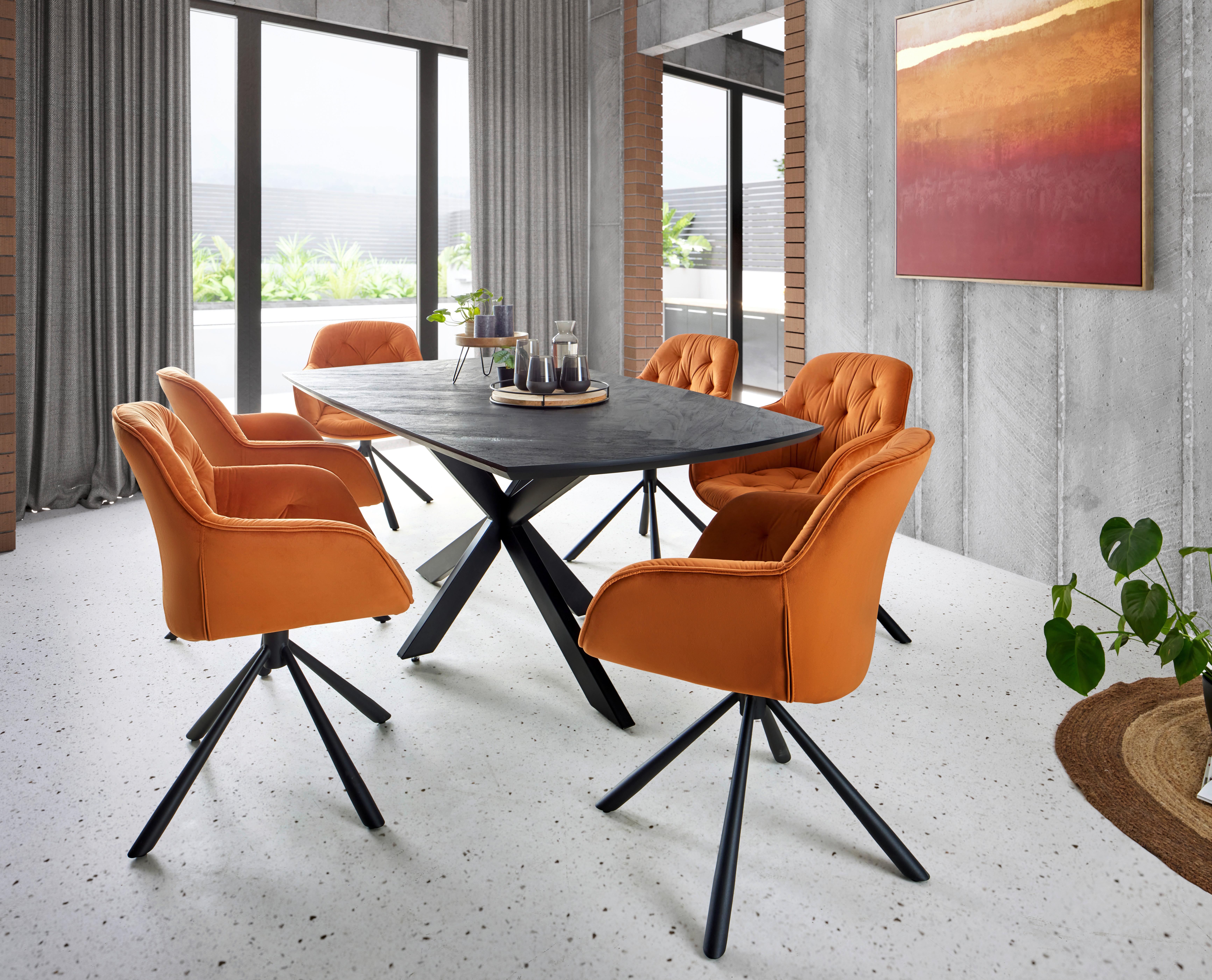 Karosszék Eileen - fekete/narancs, Lifestyle, textil/fém (68/86/64cm) - Premium Living