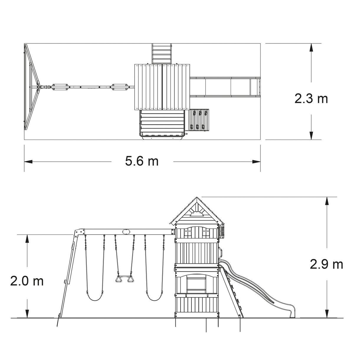 SPIELTURM B1608016 ATLANTIC - Dunkelgrün/Gelb, Basics, Holz/Kunststoff (551,2/284,5/236,2cm) - Ambia Garden