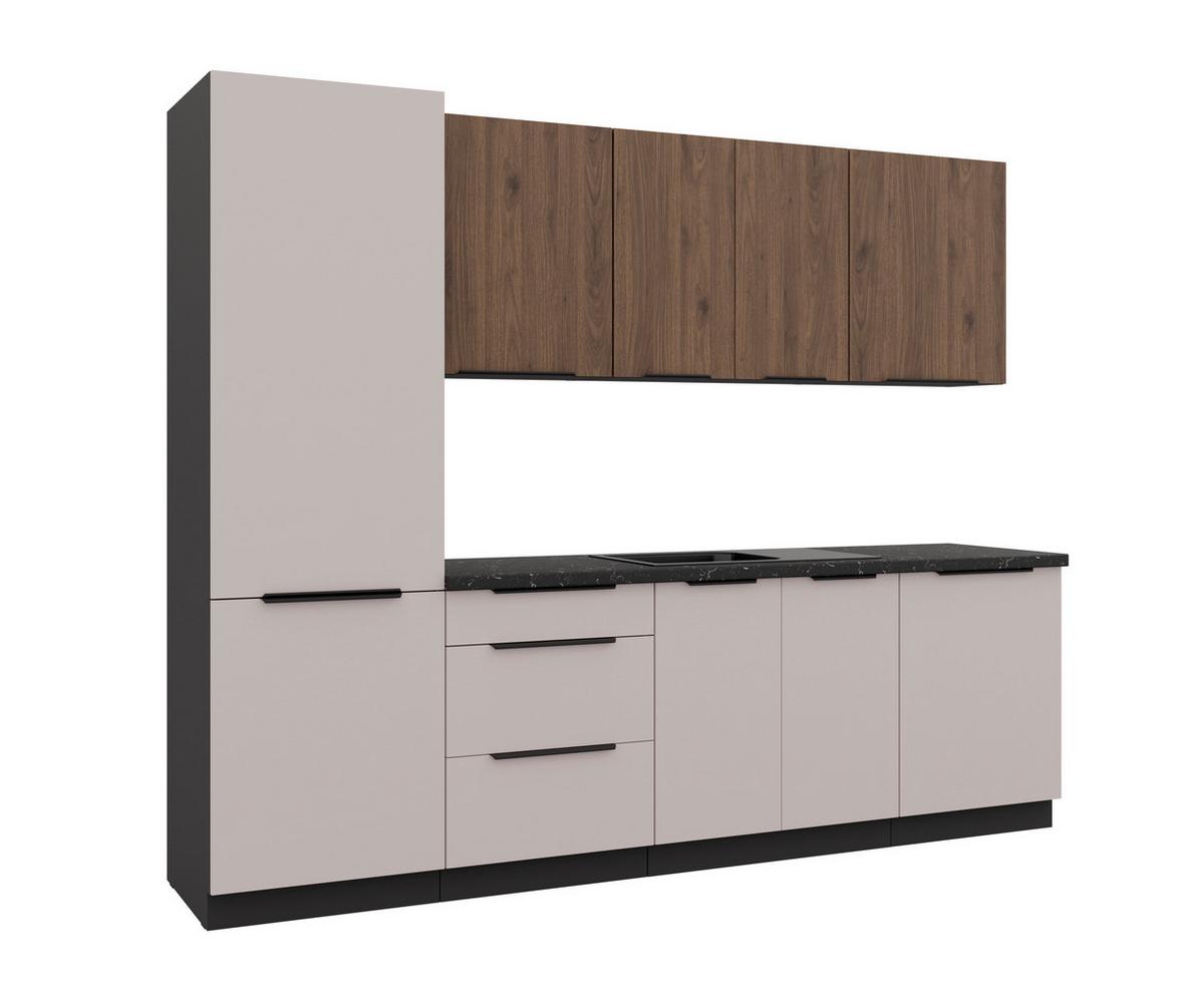 Blok Kuhinja Arona/monza - kašmir/boja orahovog drveta, Moderno, metal/pločasti materijal (260/210/60cm) - Modern Living