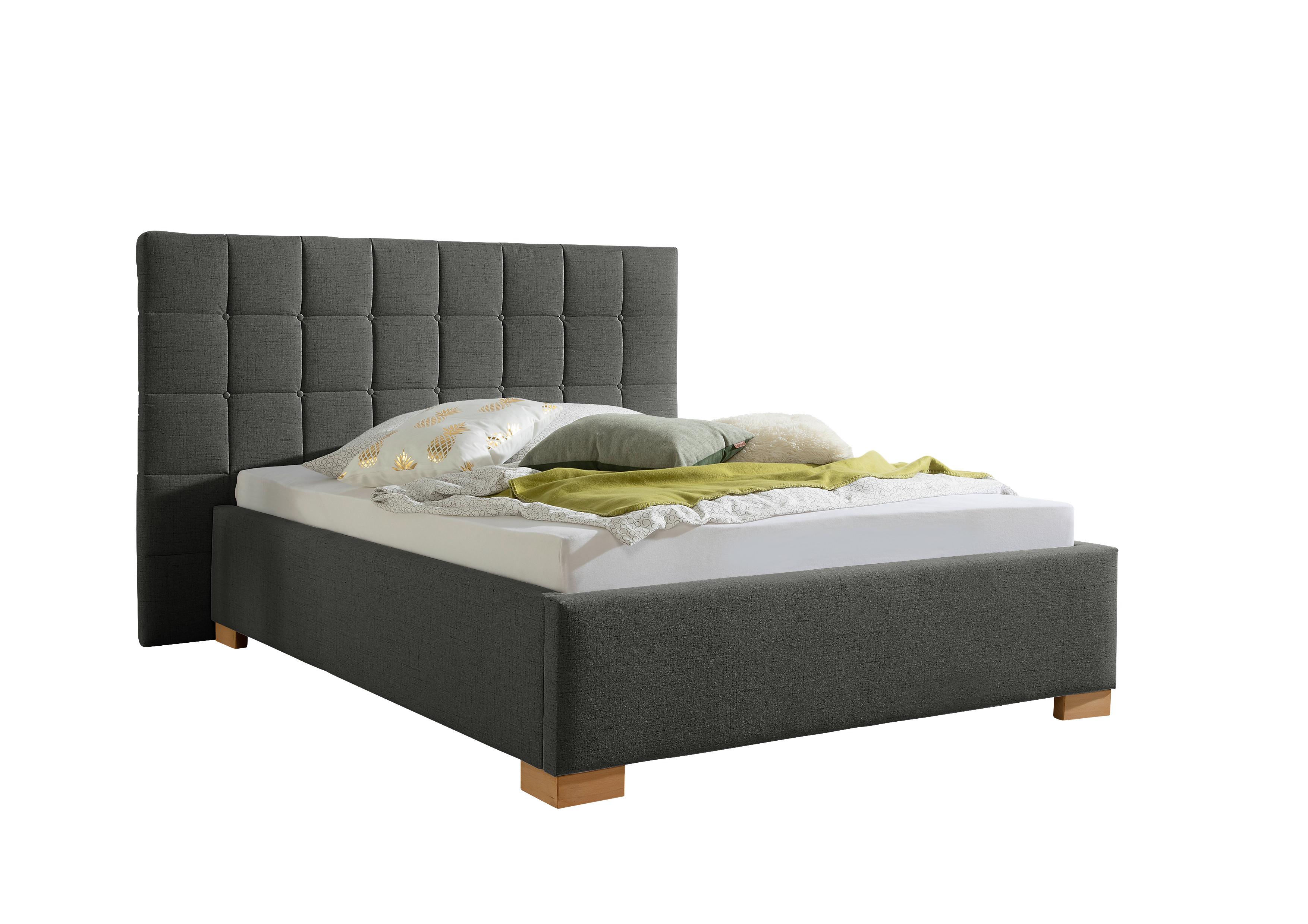 Polsterbett Cueno Anthrazit ca. 140x200 cm - Anthrazit/Naturfarben, MODERN, Holz/Textil (140/200cm) - Livetastic