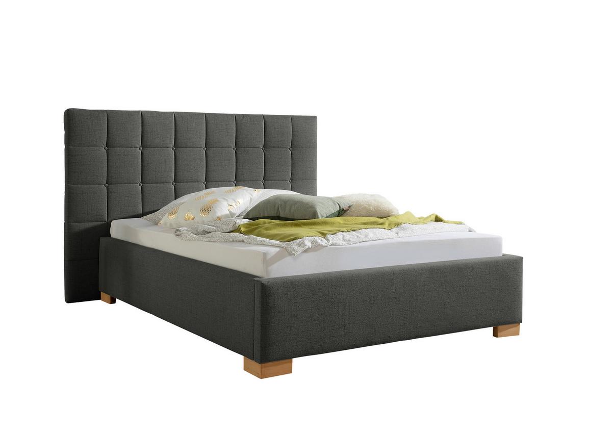 Polsterbett Cueno Anthrazit ca. 140x200 cm - Anthrazit/Naturfarben, MODERN, Holz/Textil (140/200cm) - Livetastic