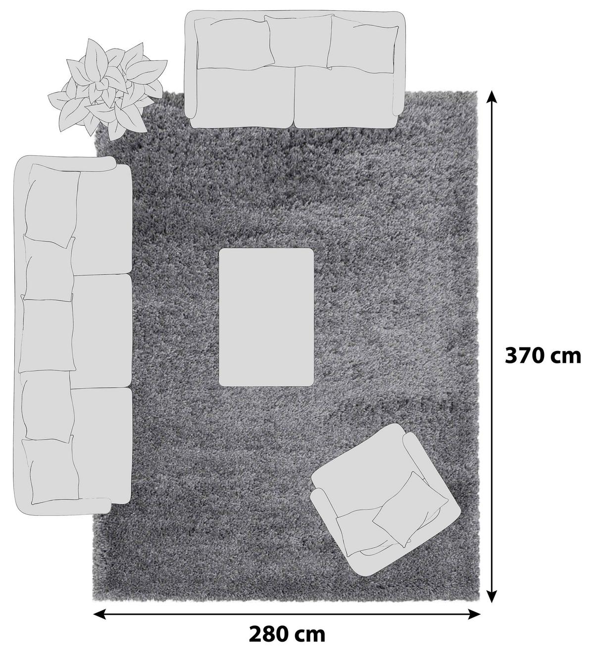 Hochflorteppich Fluffy Lightgrey ca. 280x370cm - Hellgrau, Basics, Textil (280/370cm) - Novel
