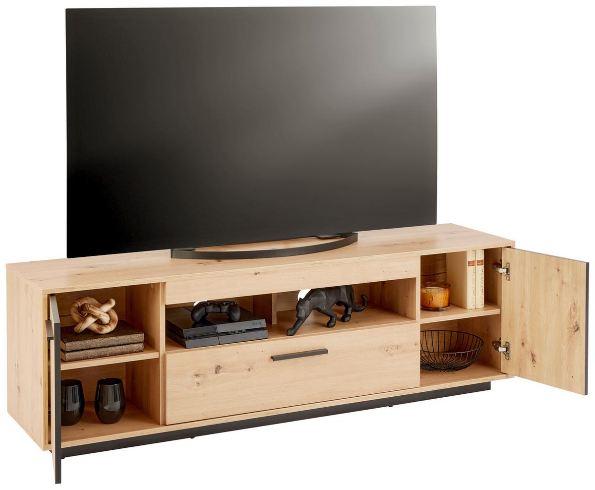 Tv Komoda Lukas - hrast Artisan/crna, Trend, drvni materijal/plastika (163,6/52,2/40,2cm) - Modern Living
