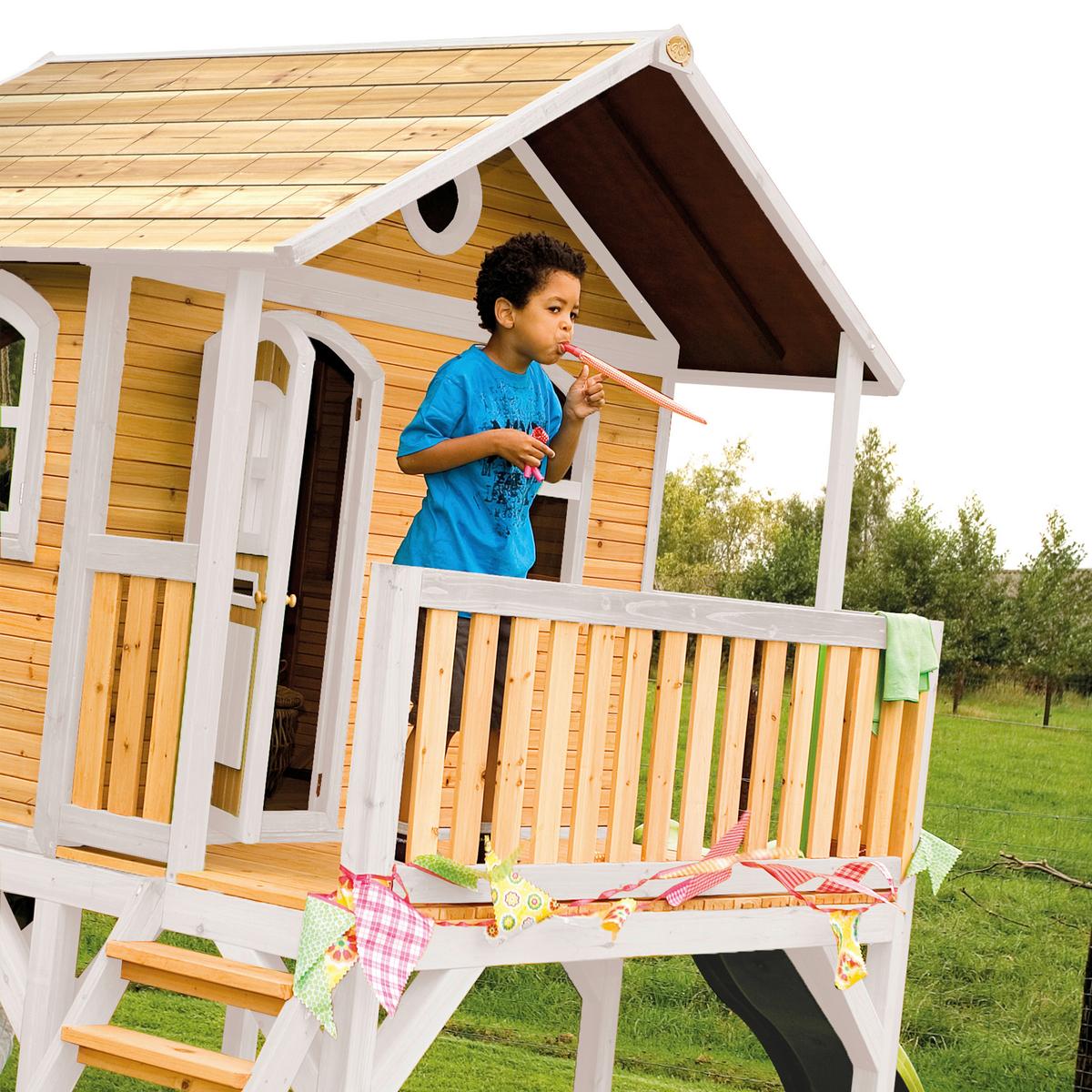 SPIELHAUS A030.041.11 - Braun/Weiß, KONVENTIONELL, Holz/Kunststoff (380/274/212cm) - Ambia Garden